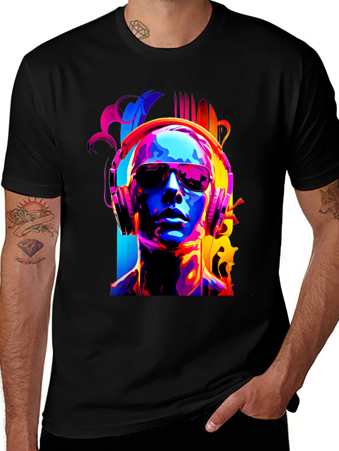 Variant 22 of Neon Abstract DJ Graphic T-Shirt