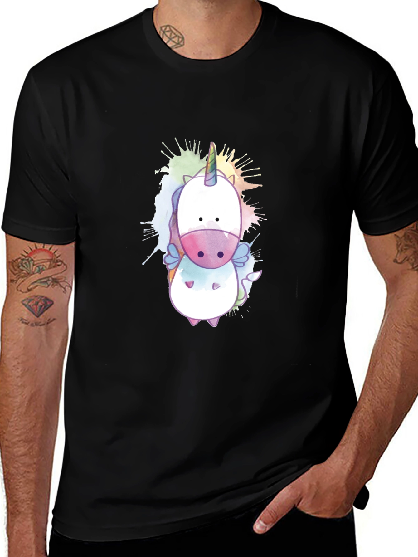 Variant 9 of Unicorn Graphic Black T-Shirt