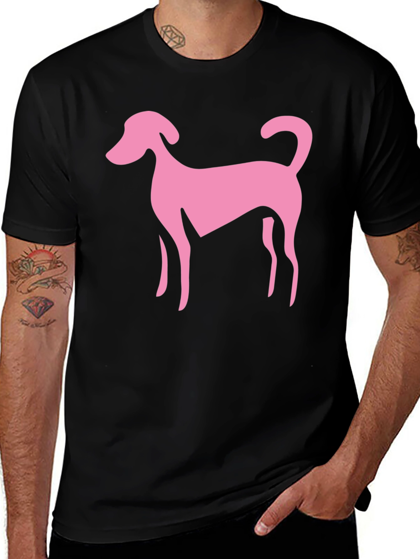 Variant 28 of Pink Dog Graphic T-Shirt - Stylish Black Cotton Tee