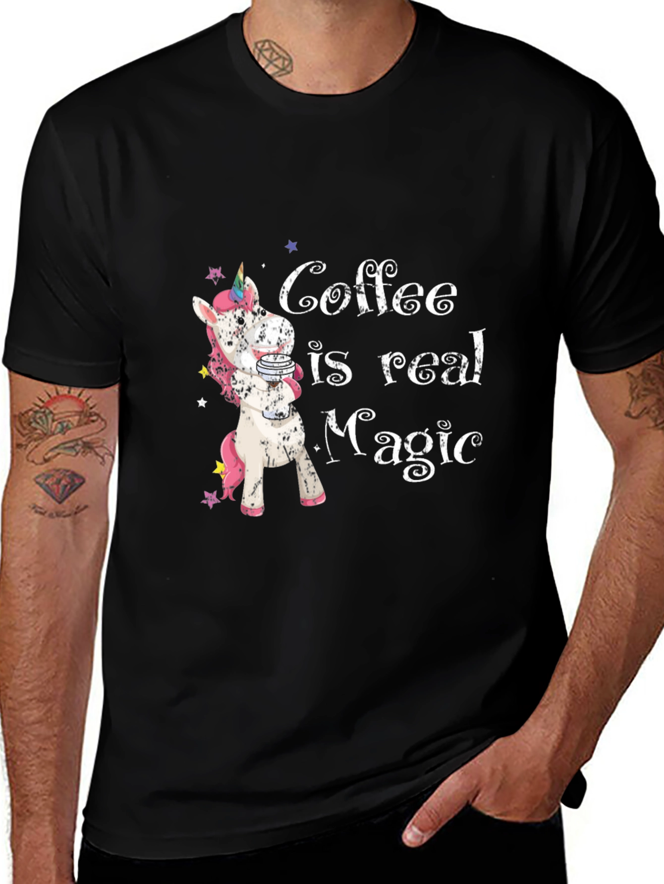 Variant 17 of Coffee is Real Magic T-Shirt - Unicorn Design