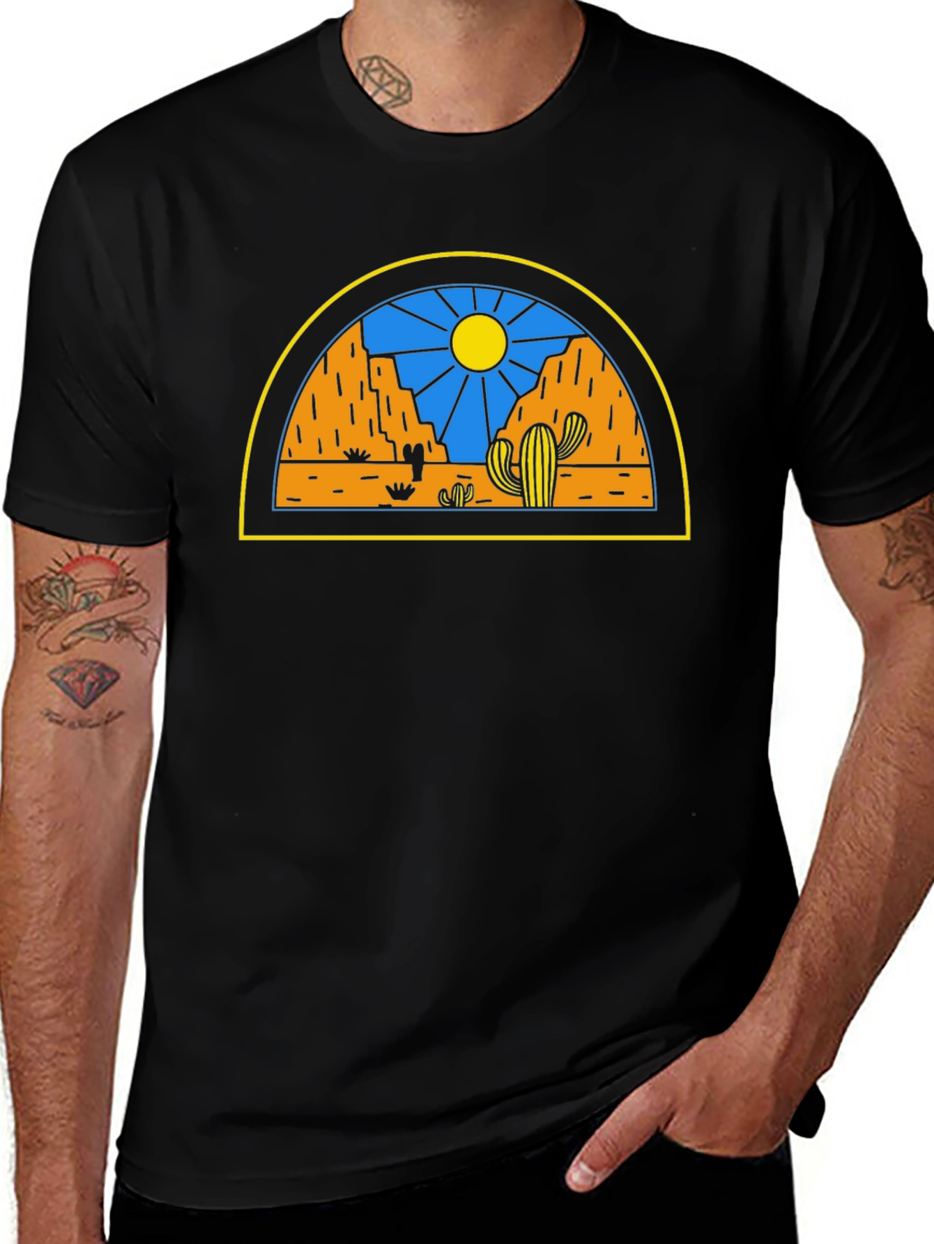 Variant 9 of Desert Scene Graphic Tee - Black Unisex T-Shirt