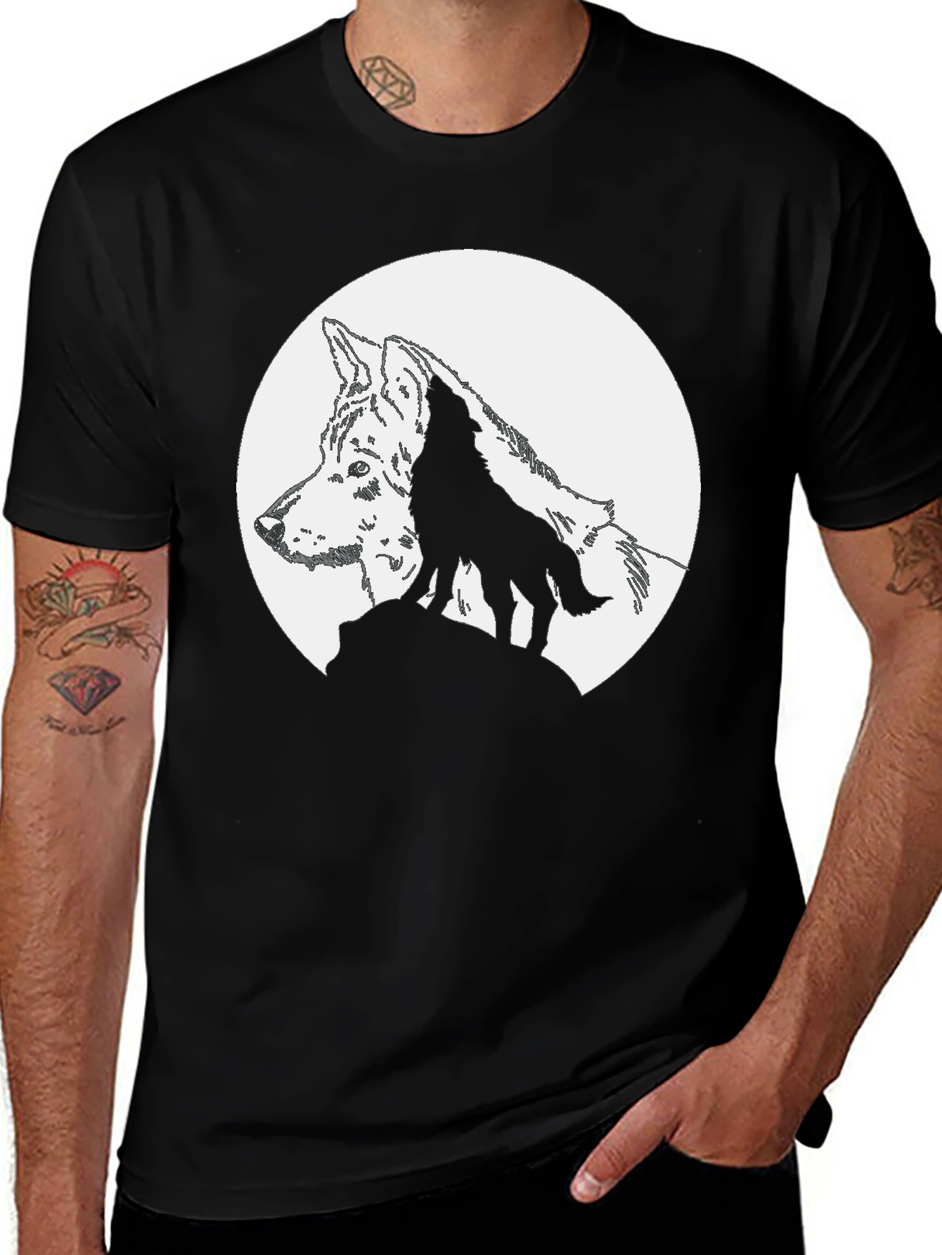 Black Wolf Moon Graphic T-Shirt - Black main image