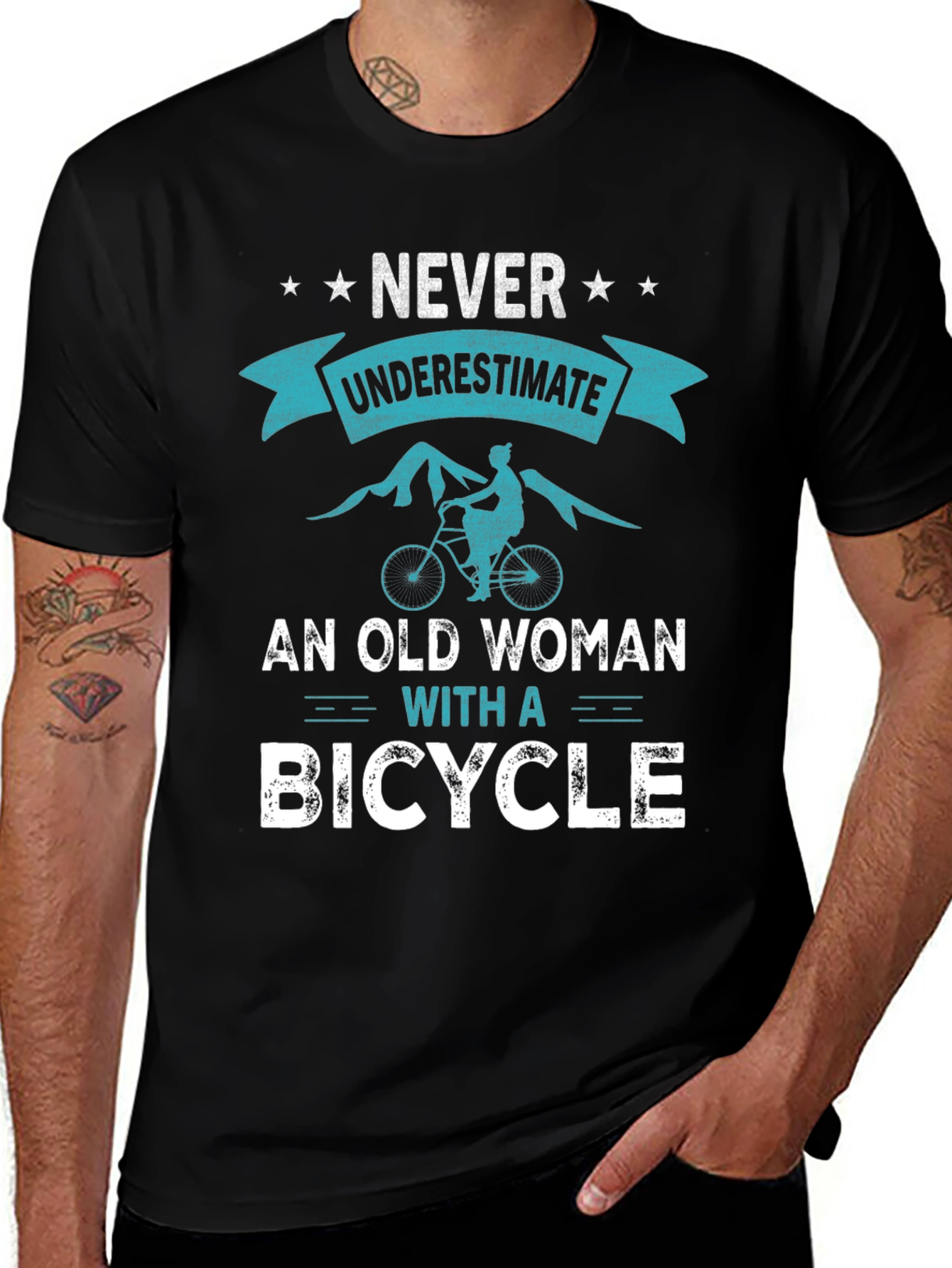 Never Underestimate an Old Woman with a Bicycle T-Shirt