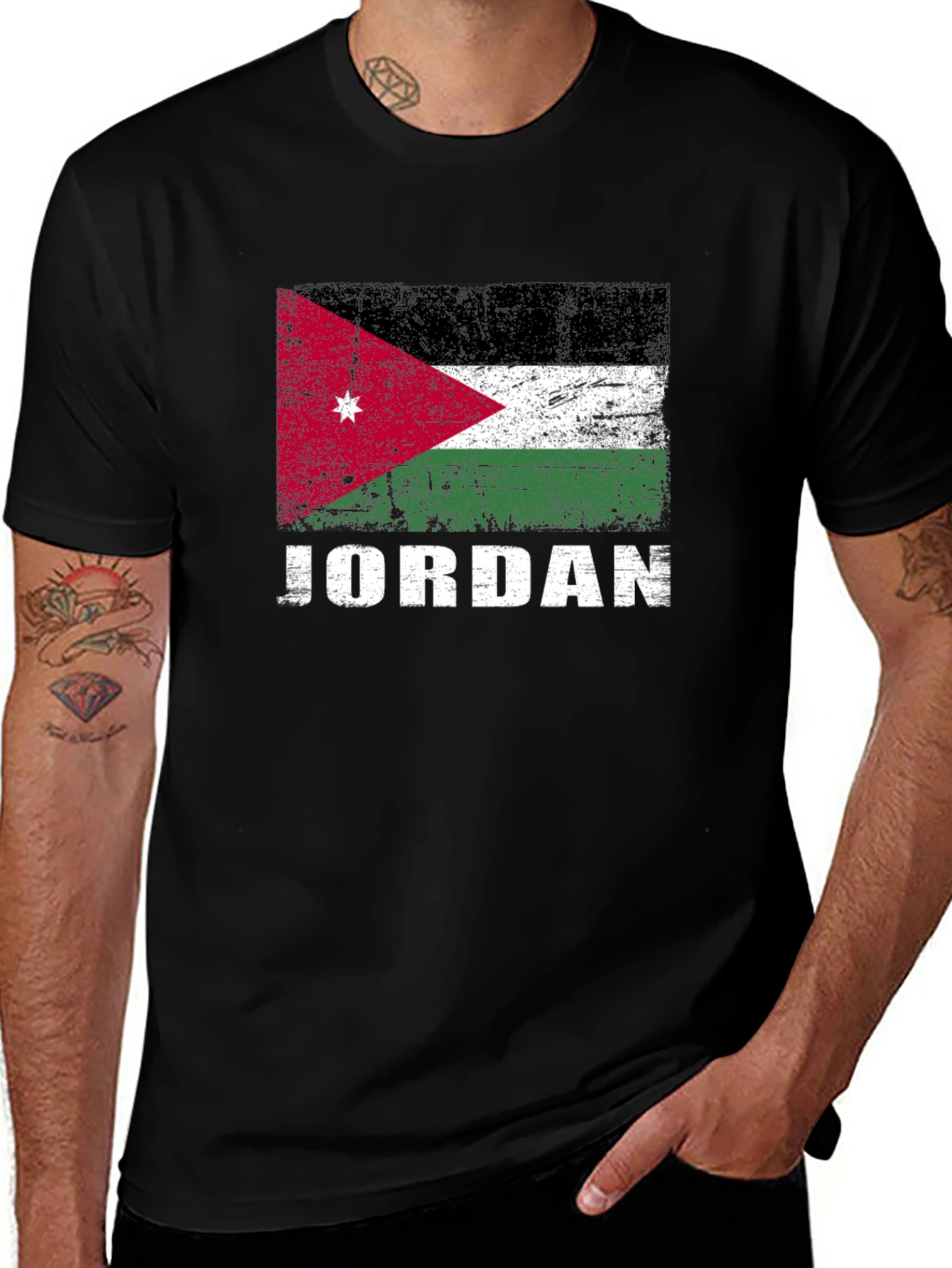 Jordan Flag Graphic T-Shirt - Distressed Style