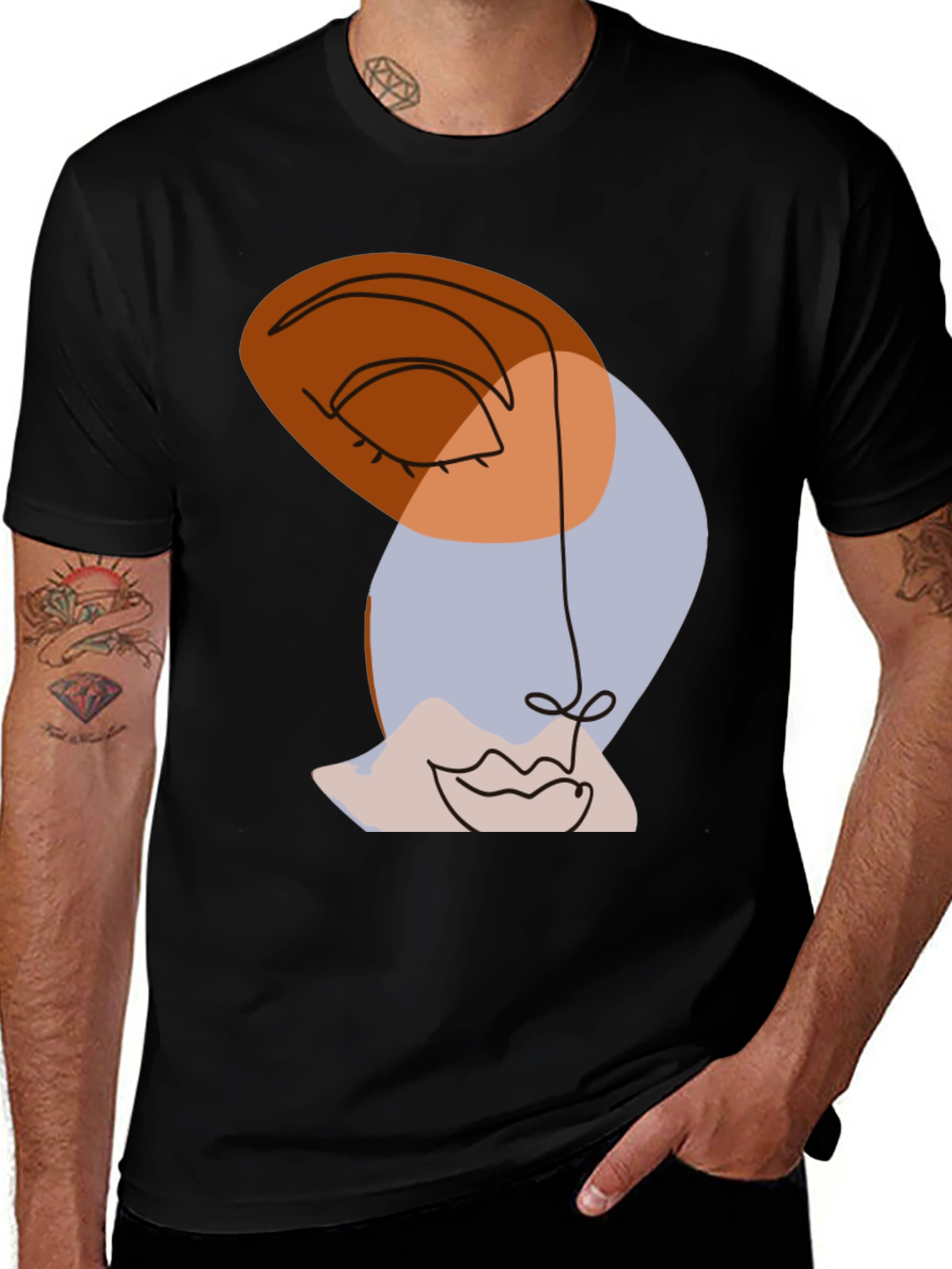 Variant 15 of Abstract Face Graphic Tee - Modern Art Shirt