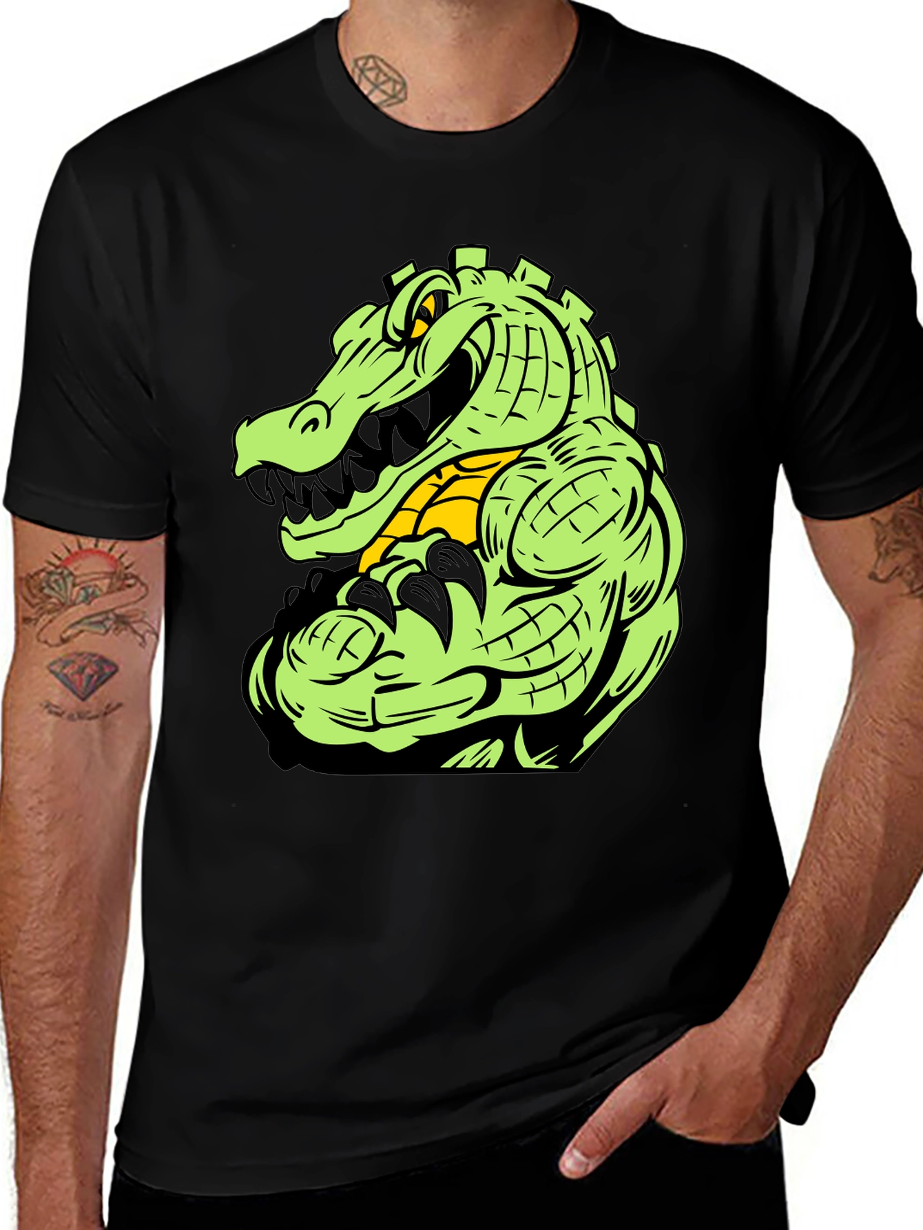 Variant 17 of Gator Graphic Tee - Black Cotton T-Shirt