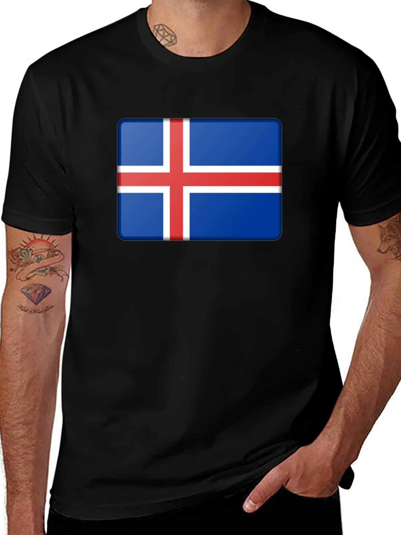 Variant 27 of Iceland Flag Graphic Tee - Black