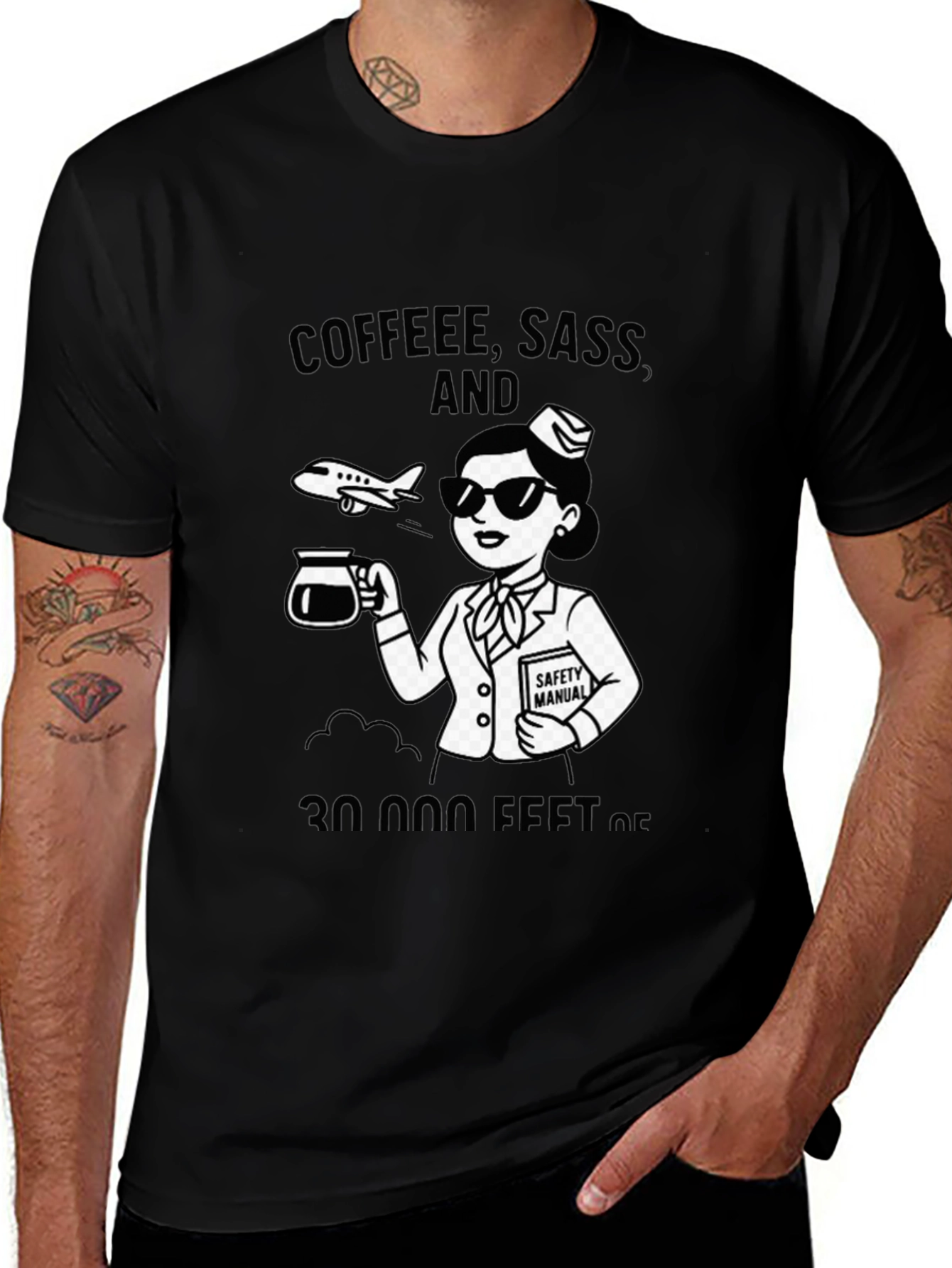 Variant 15 of Coffee Sass Flight Attendant T-Shirt