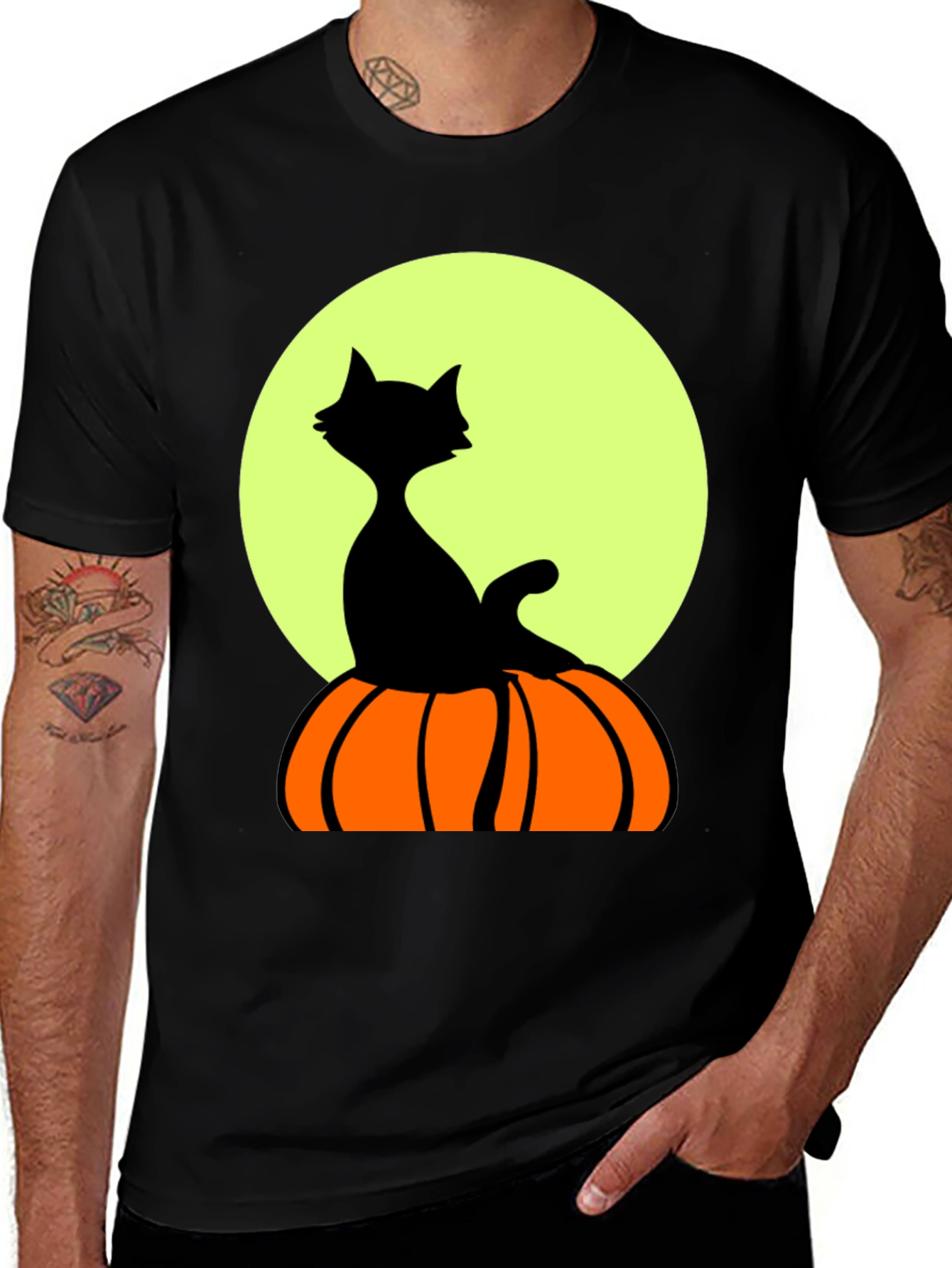 Variant 21 of Halloween Cat & Pumpkin T-Shirt