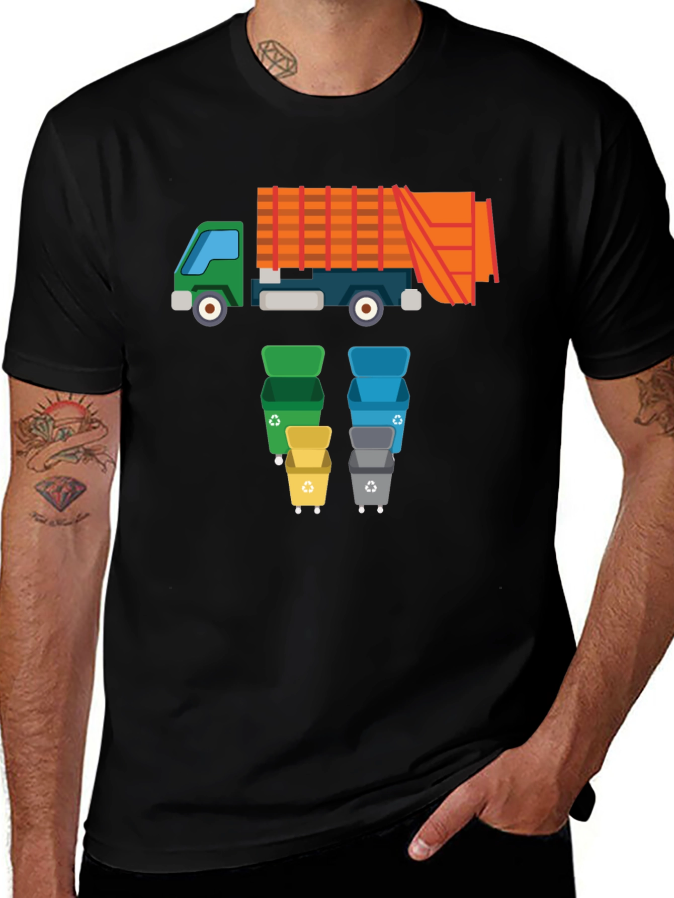 Variant 27 of Garbage Truck & Recycling Bins Graphic Tee