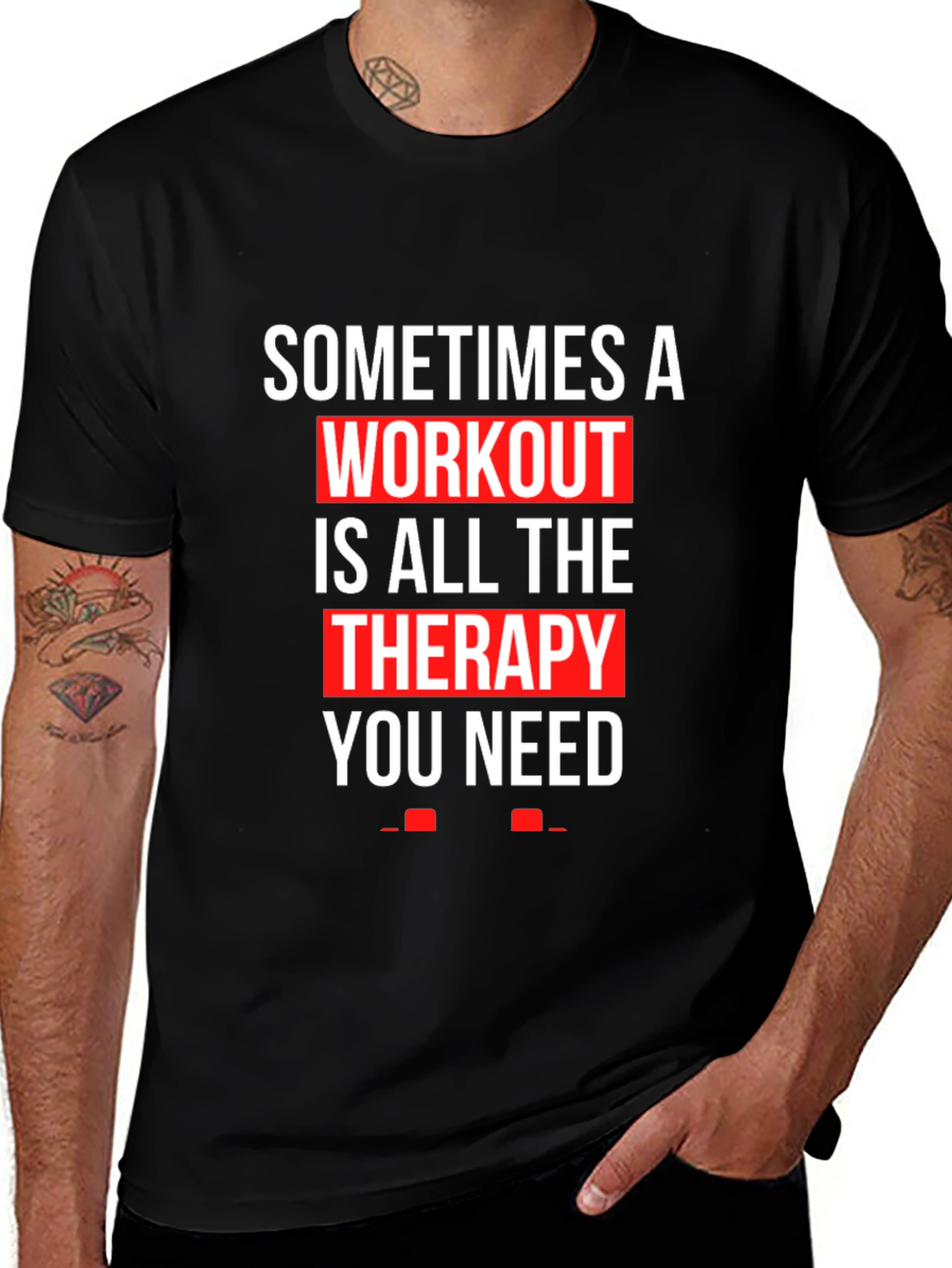 Black Workout Therapy T-Shirt - Motivational Gym Apparel main image