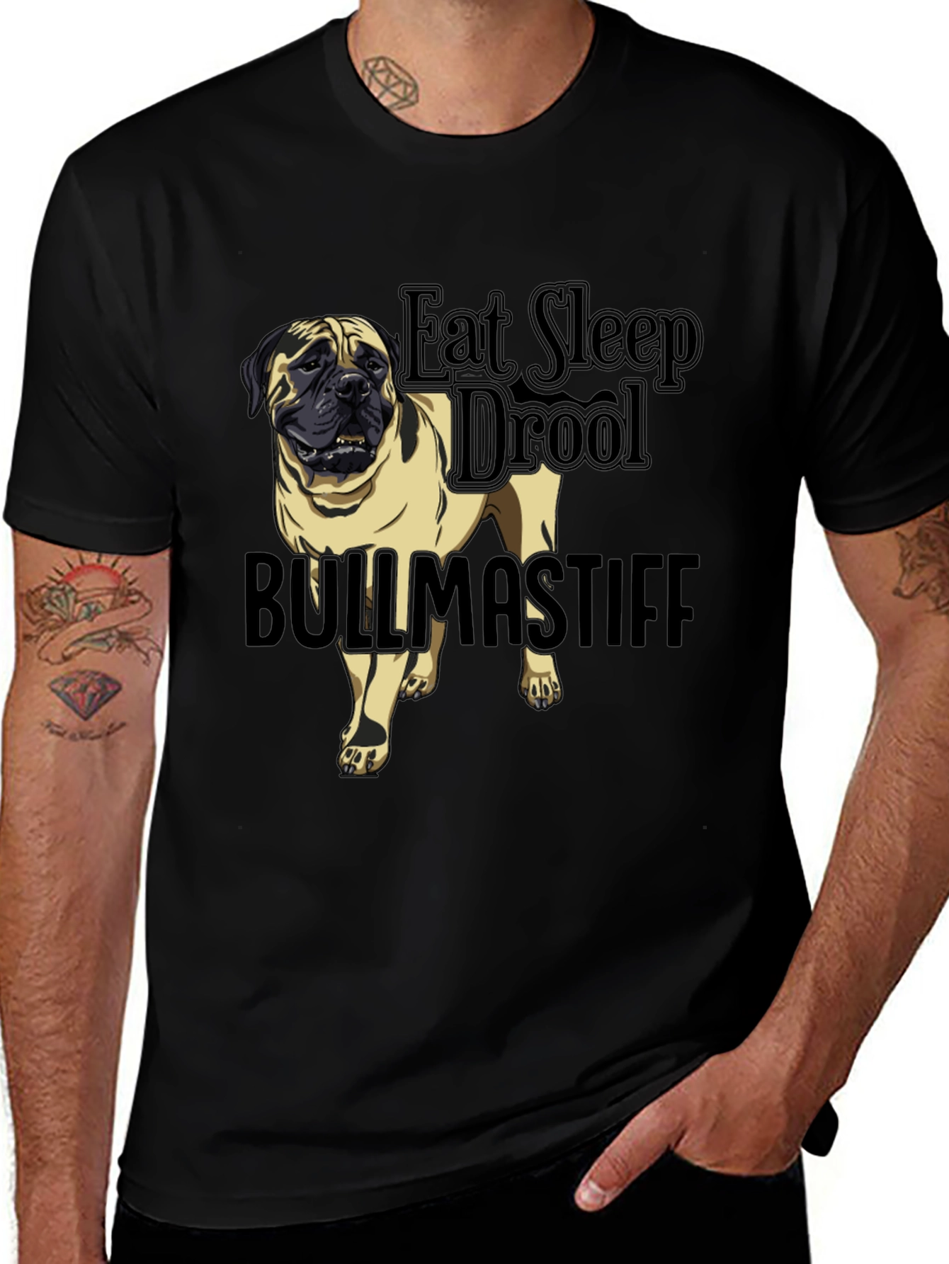 Bullmastiff Dog Breed Black T-Shirt - Eat Sleep Drool