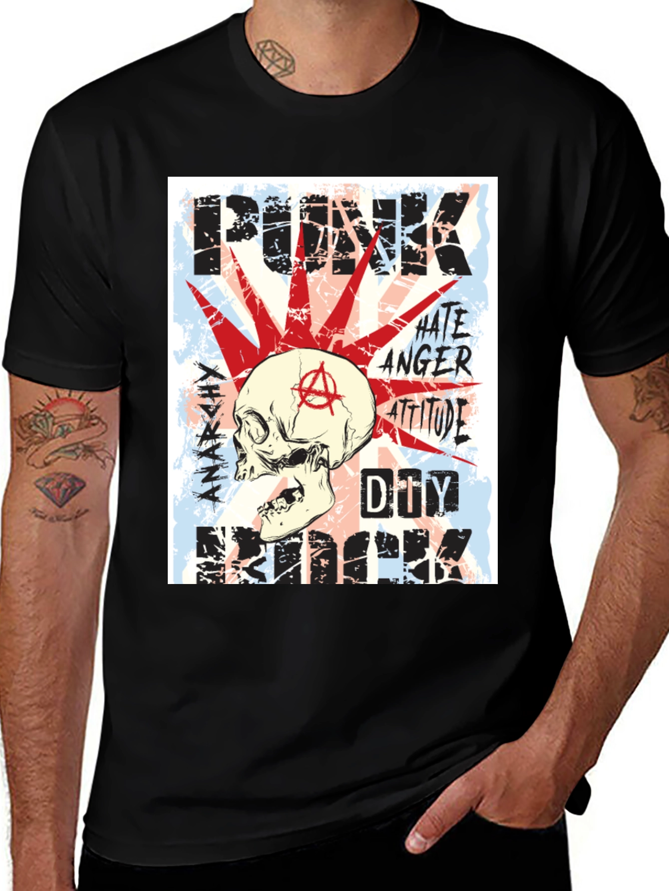 Variant 29 of Punk Skull T-Shirt - Anarchy Design