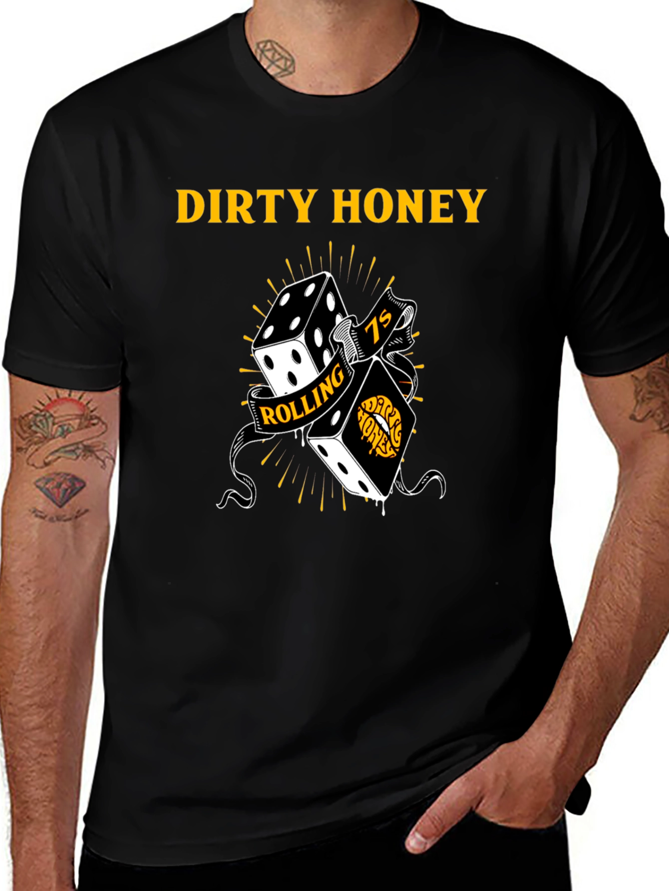 Variant 6 of Dirty Honey Rolling 7's Black T-Shirt