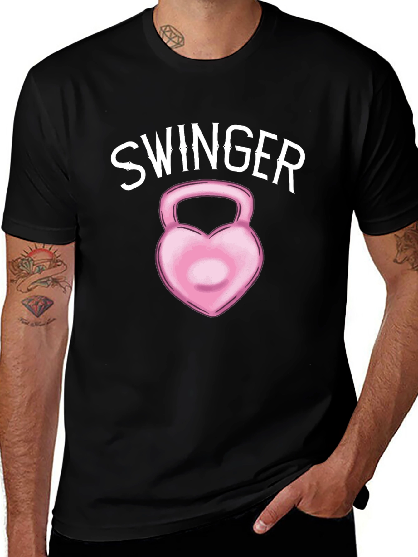 Swinger Kettlebell Graphic Tee - Black Cotton T-Shirt