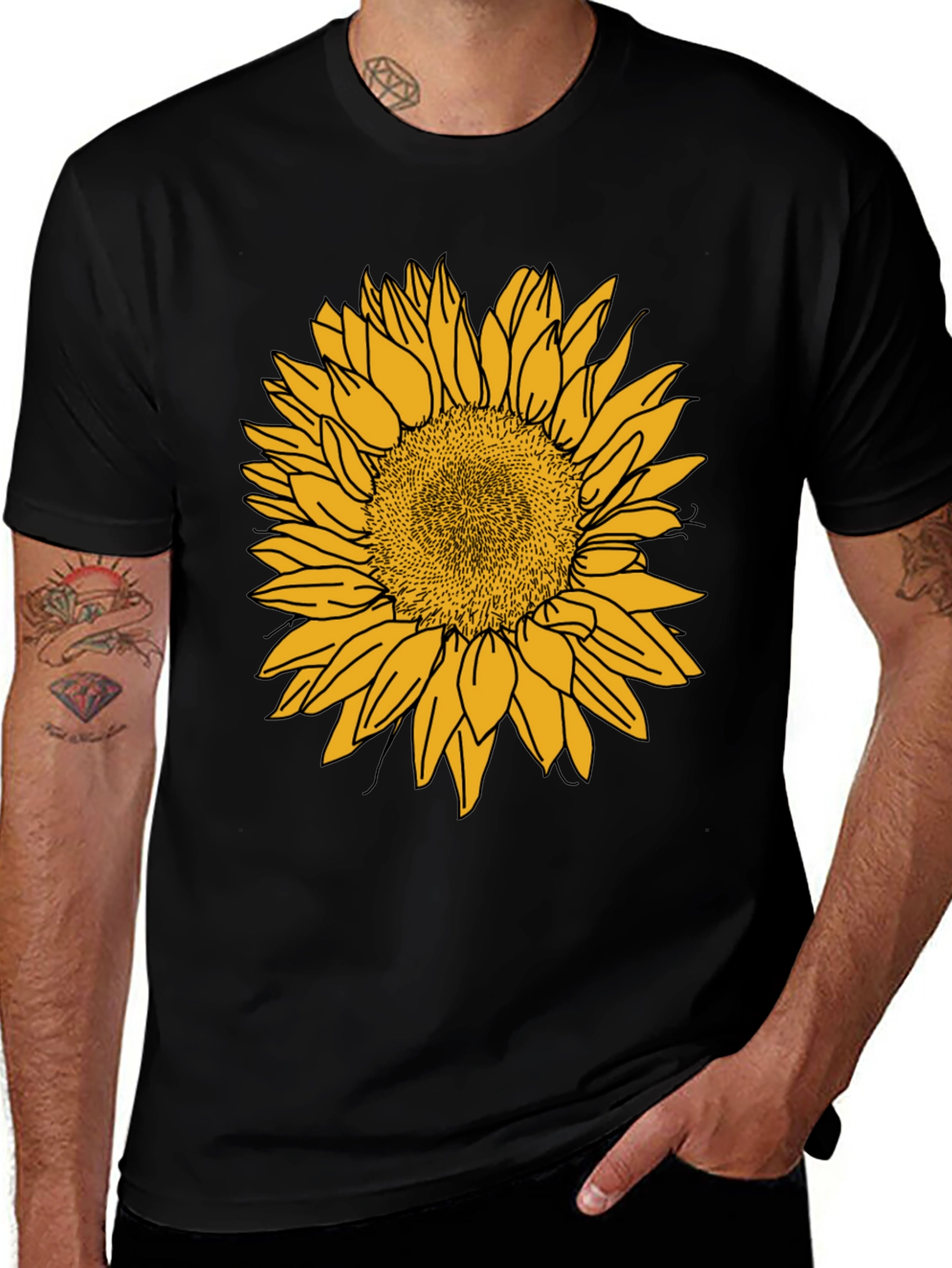 Variant 18 of Sunflower Graphic Tee - Casual Black Cotton Shirt