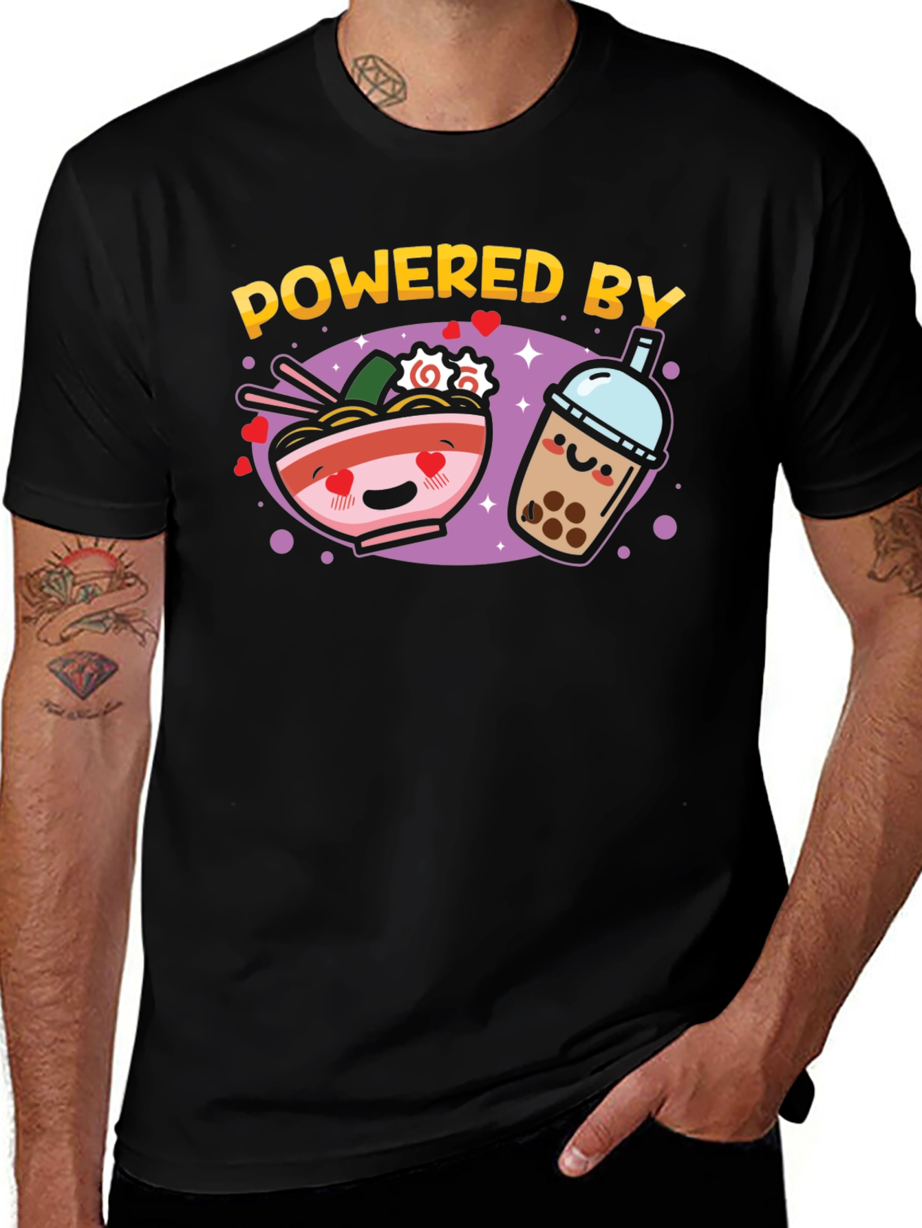 Variant 3 of Powered By Ramen and Boba T-Shirt