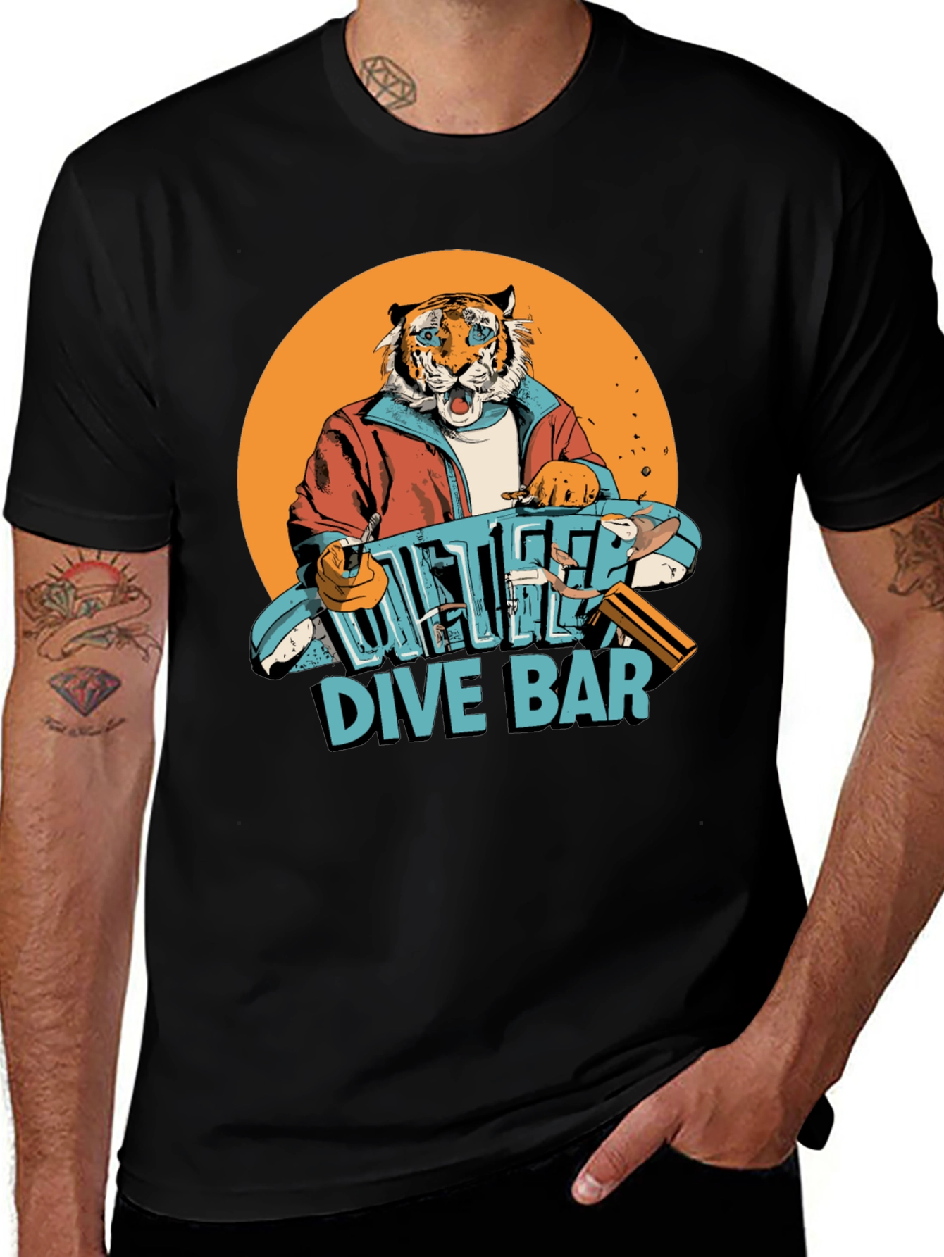 Variant 18 of Cool Tiger Dive Bar Graphic Tee