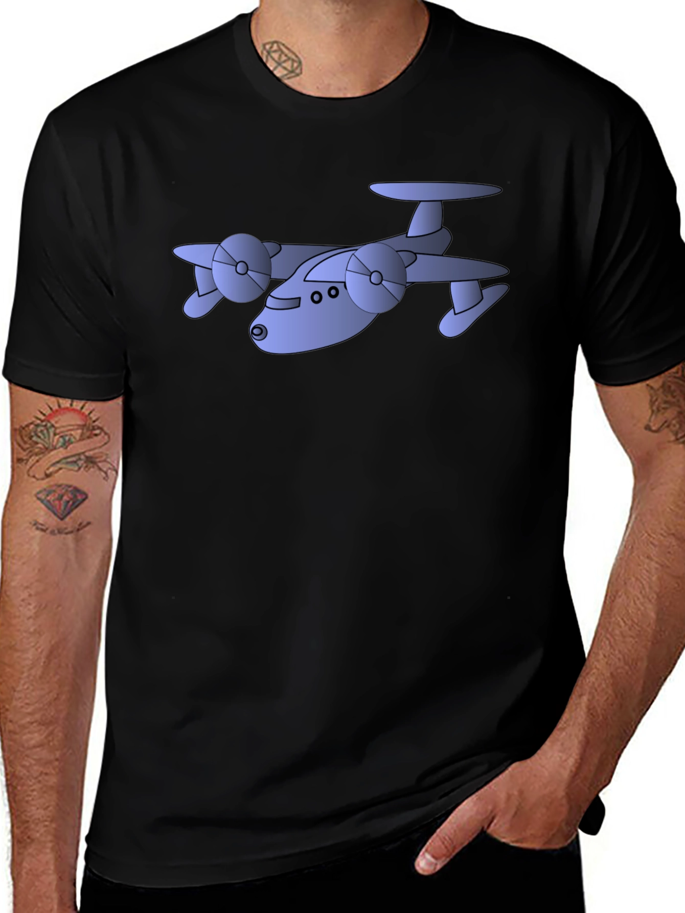 Novelty Cartoon Airplane T-Shirt