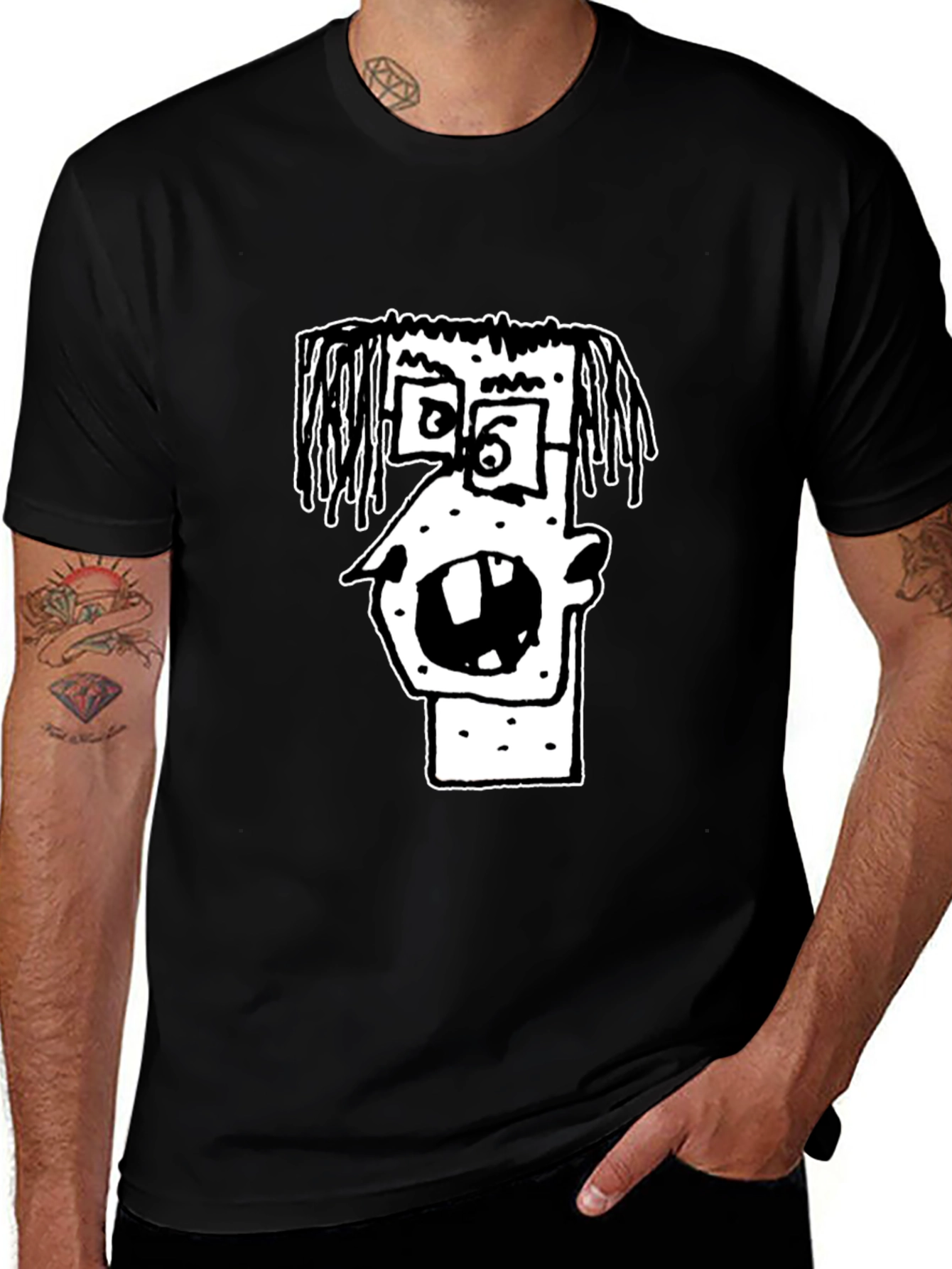 Variant 7 of Cartoon Graphic Print Black T-Shirt