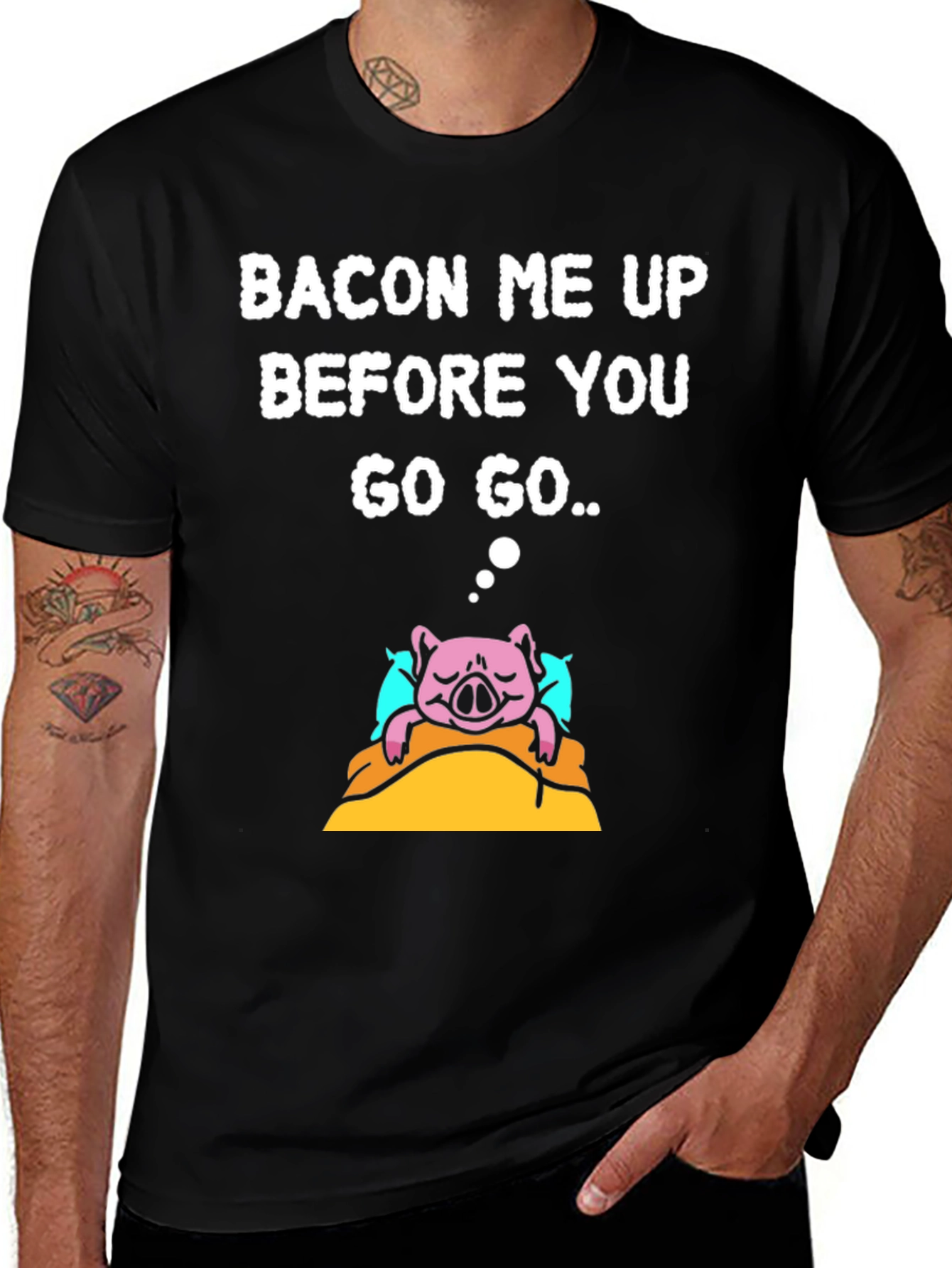 Variant 4 of Bacon Me Up T-Shirt - Funny Pig Design