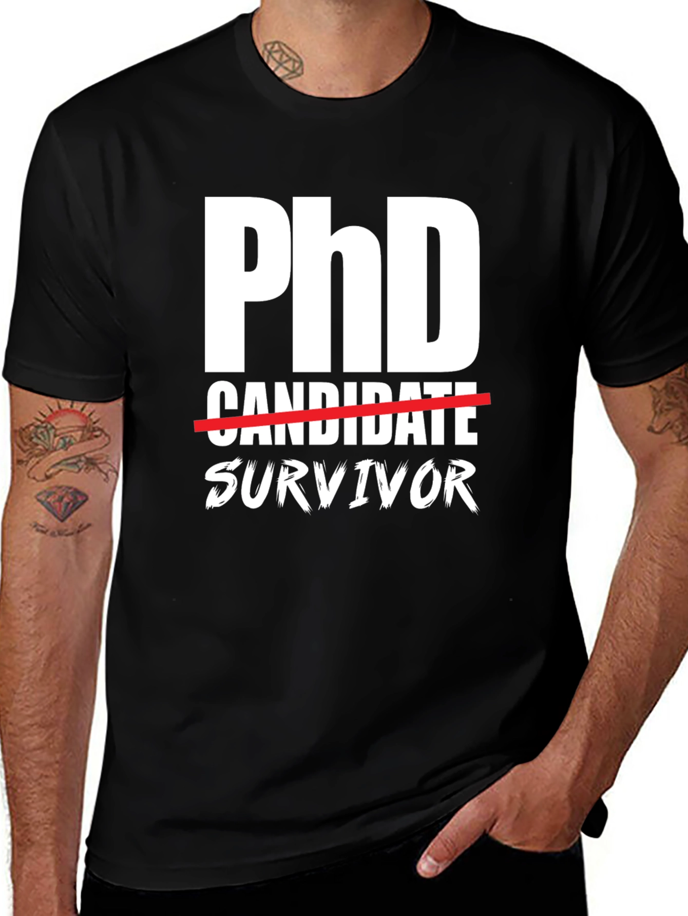 PhD Survivor Graphic T-Shirt - Black
