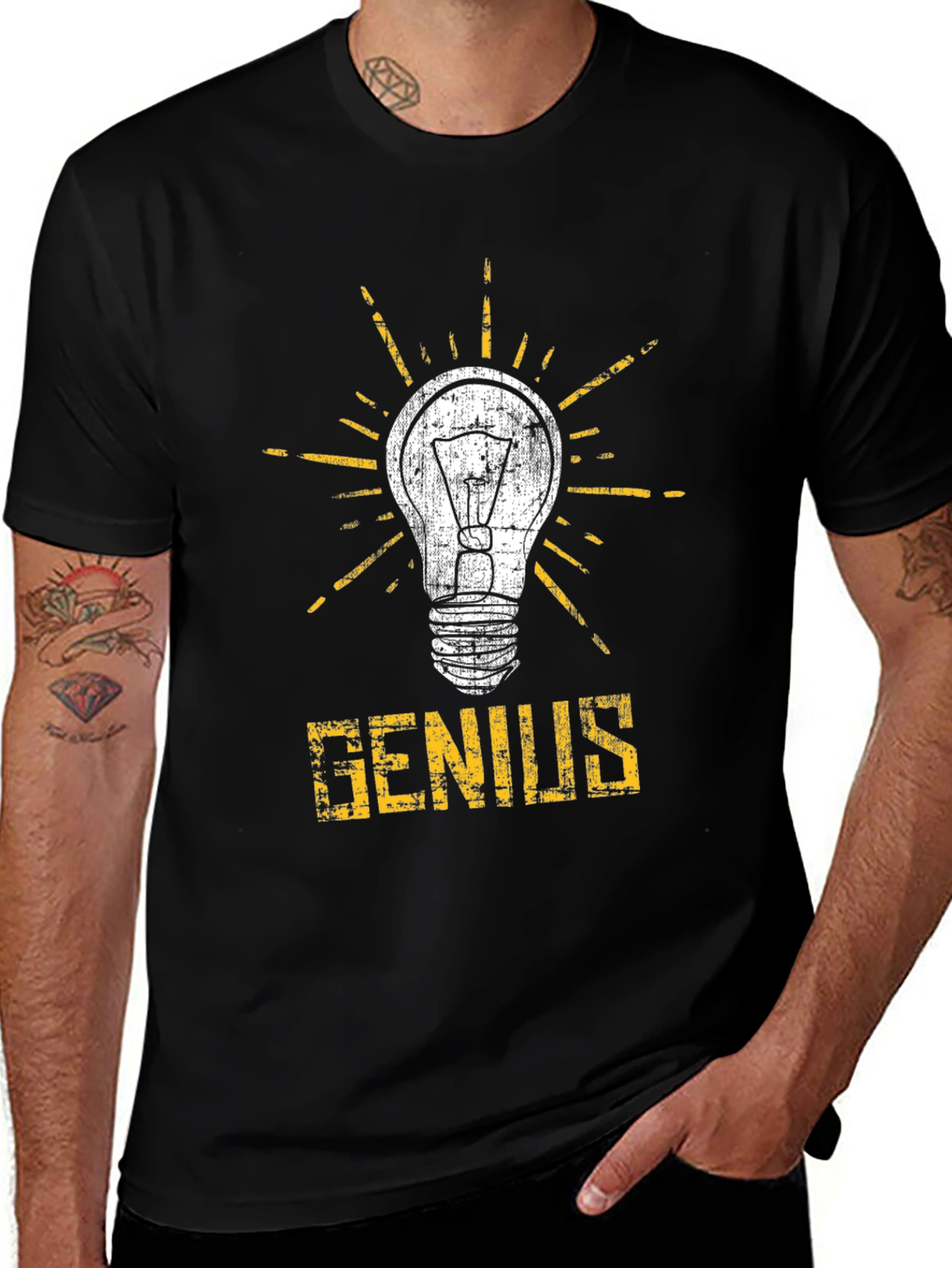 Variant 24 of Genius Lightbulb Graphic T-Shirt - Black