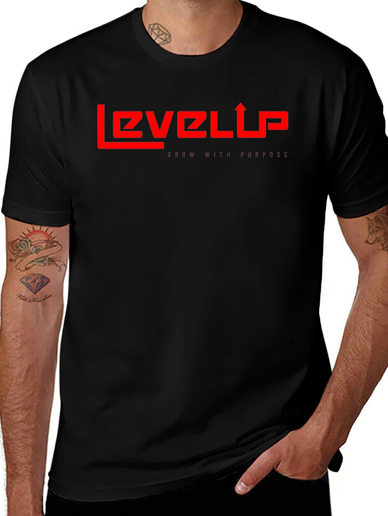 Level Up Graphic Tee - Red on Black