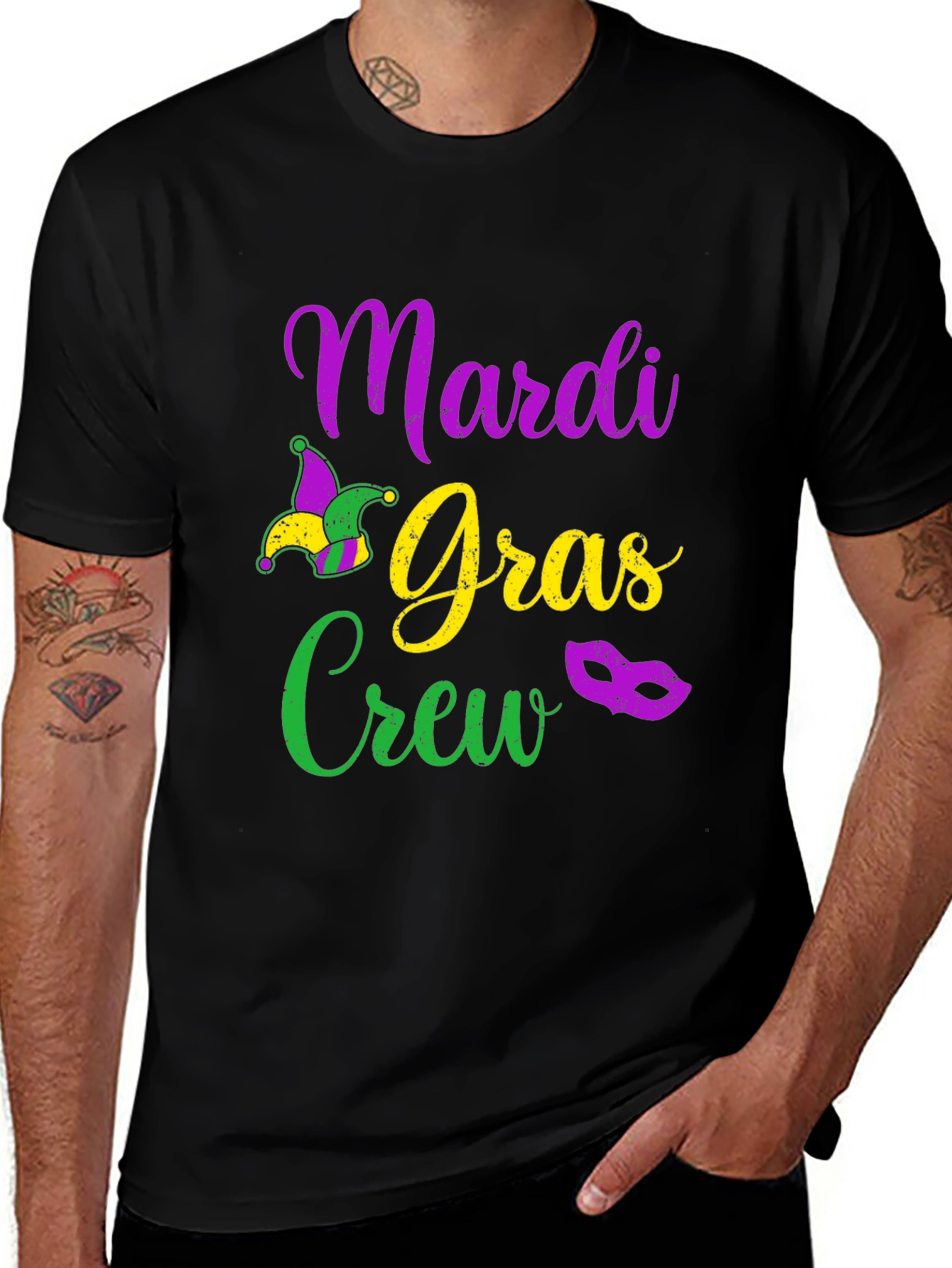 Mardi Gras Crew T-Shirt - Purple, Green, Yellow