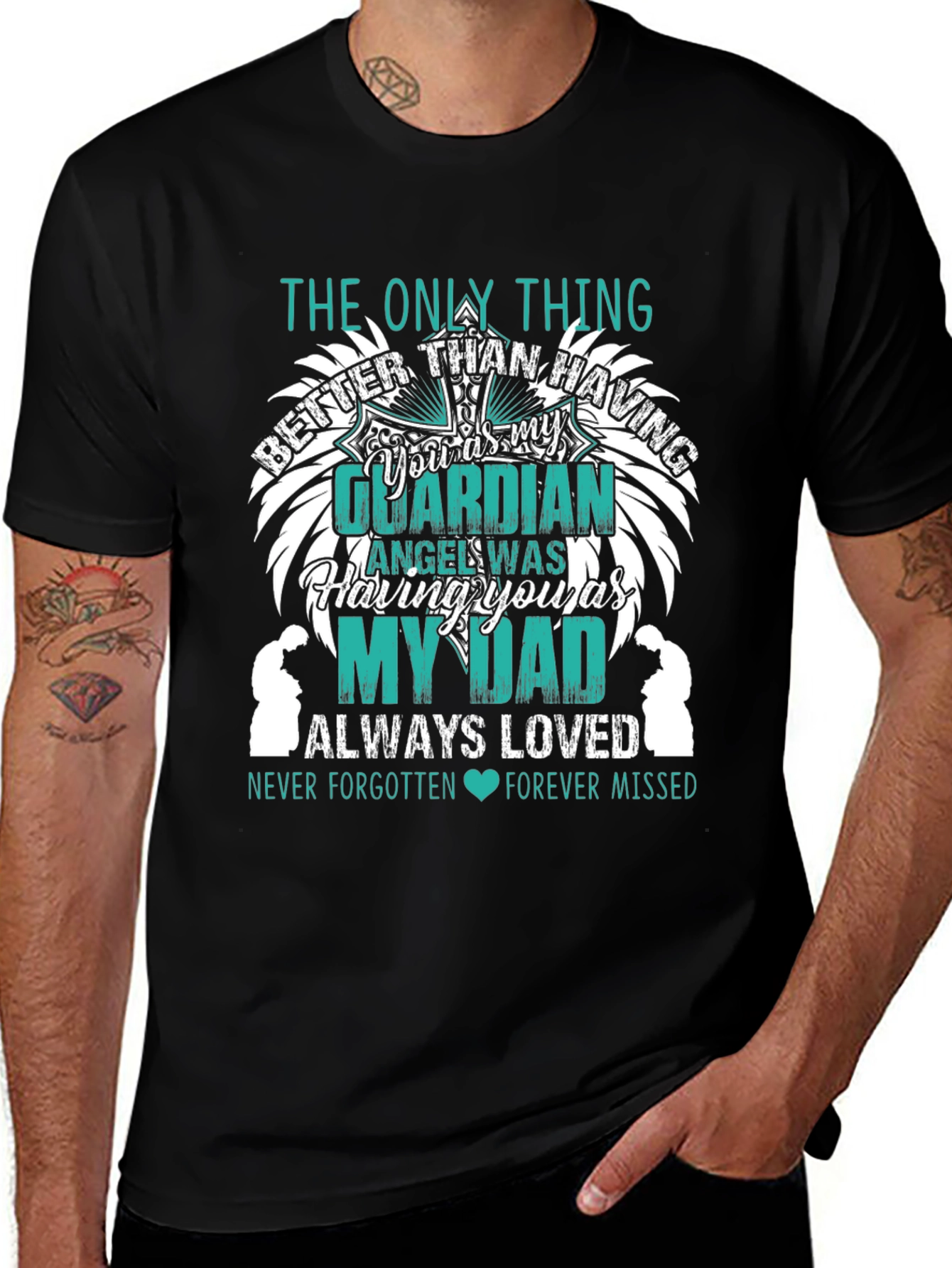 Guardian Angel Dad Memorial Graphic Tee
