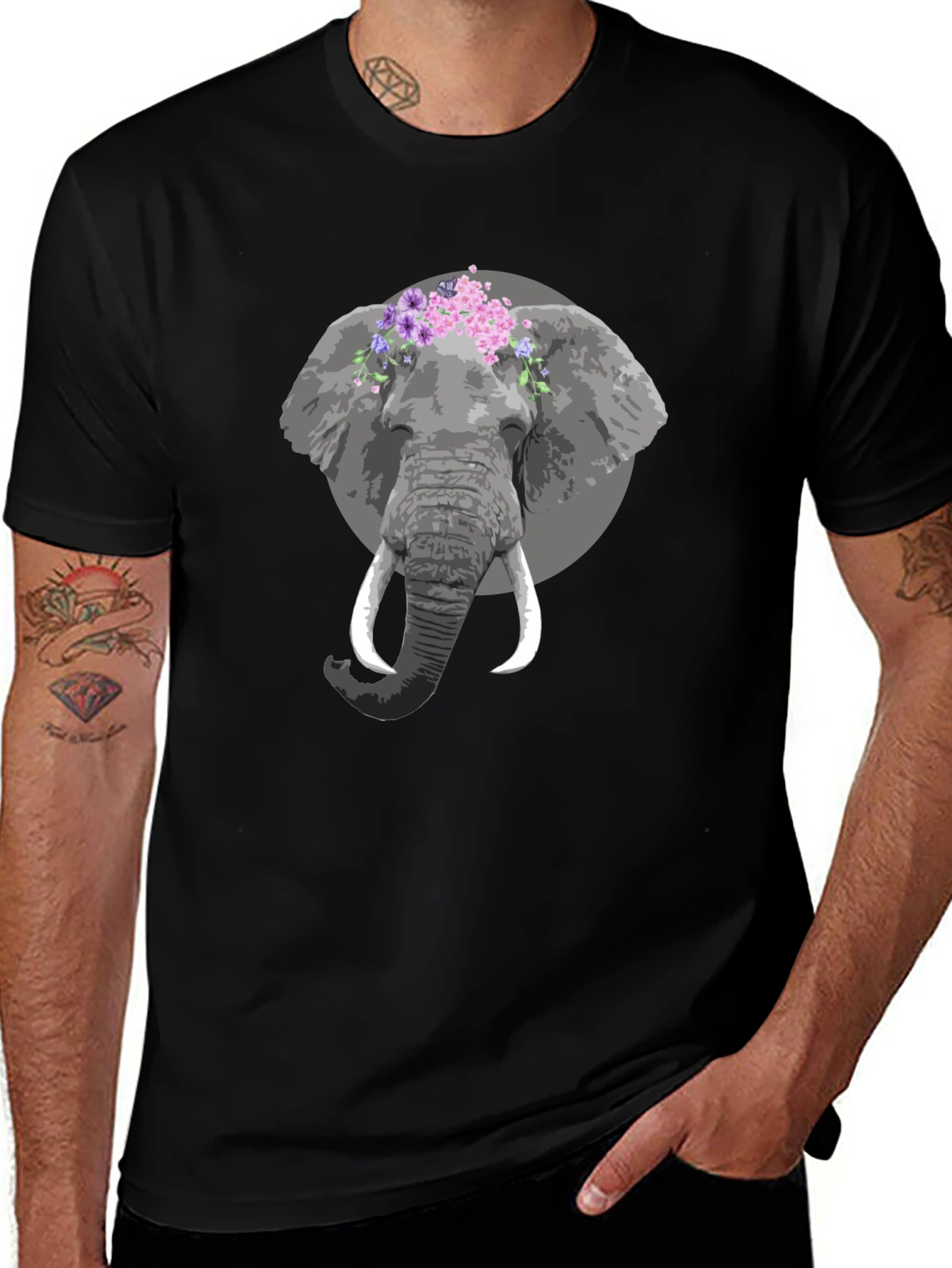 Variant 4 of Elephant Floral Crown Graphic Tee