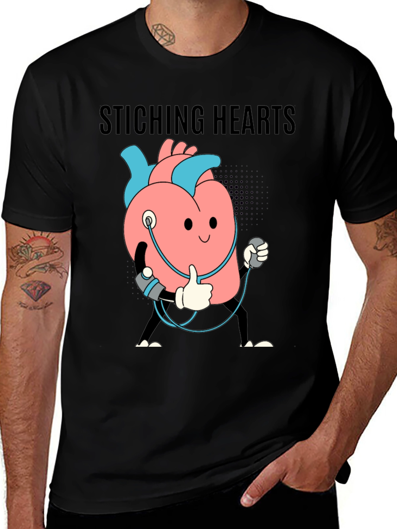 Variant 17 of Stitching Hearts Graphic T-Shirt - Medical Humor Tee
