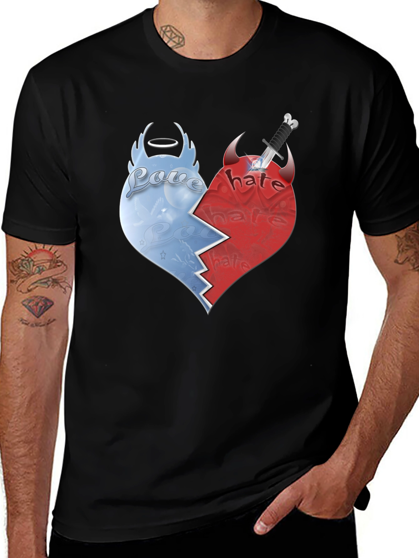 Variant 25 of Love vs Hate Graphic T-Shirt