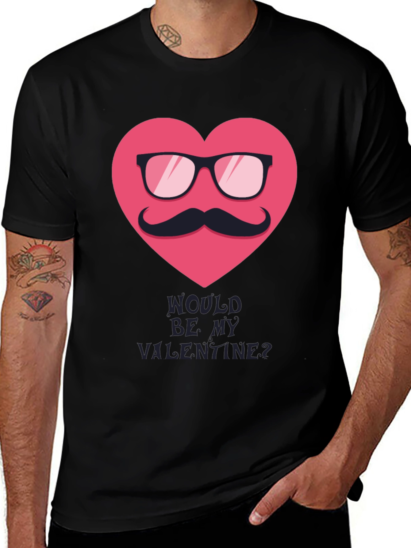 Variant 9 of Valentine's Day Mustache Heart Graphic Tee