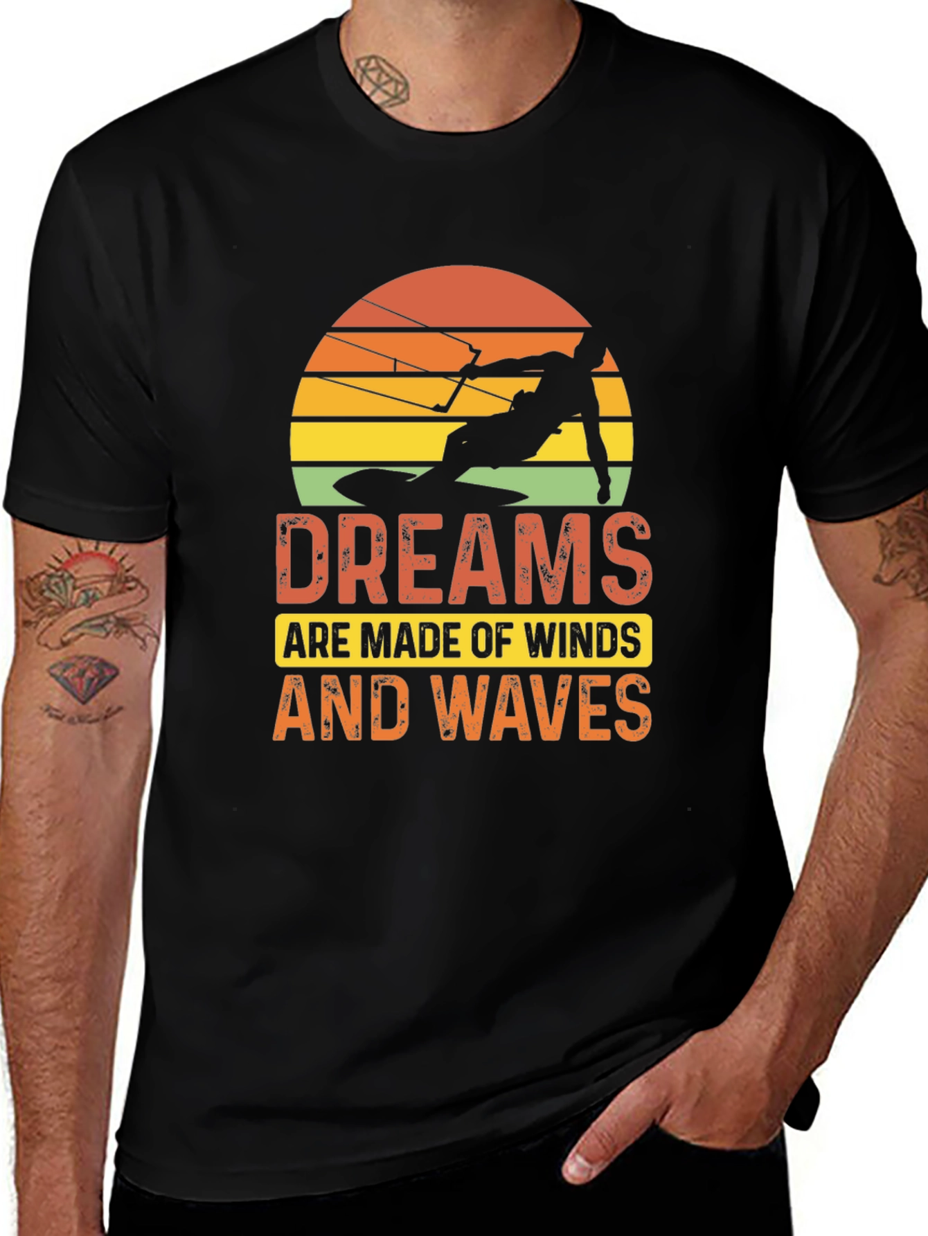 Variant 12 of Dreams of Winds and Waves Kitesurfing Graphic Tee