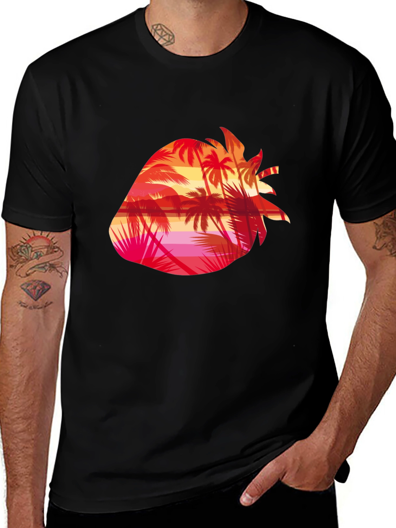 Variant 27 of Tropical Strawberry Sunset Graphic Tee