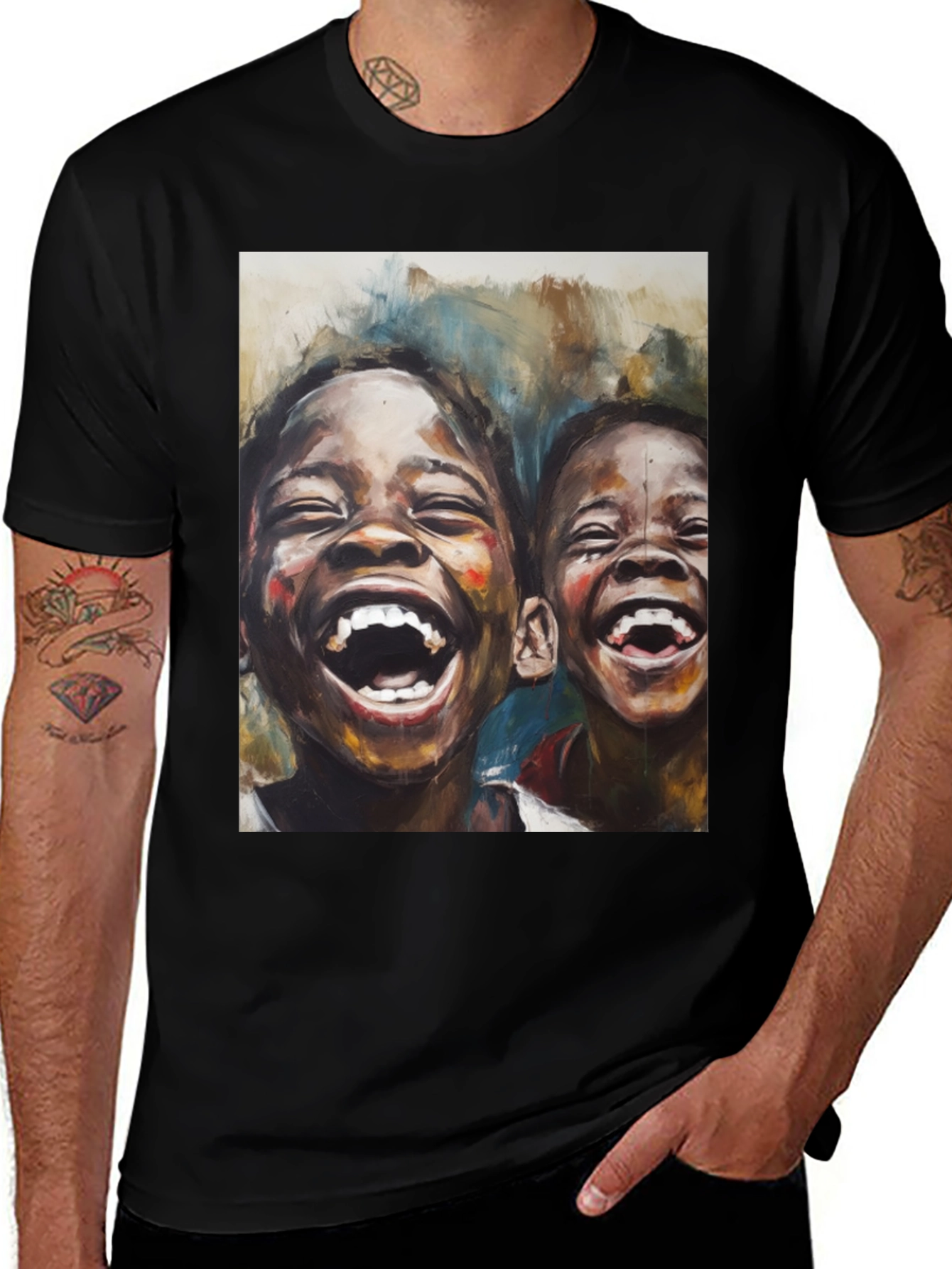 Variant 2 of Joyful Kids Graphic Black T-Shirt