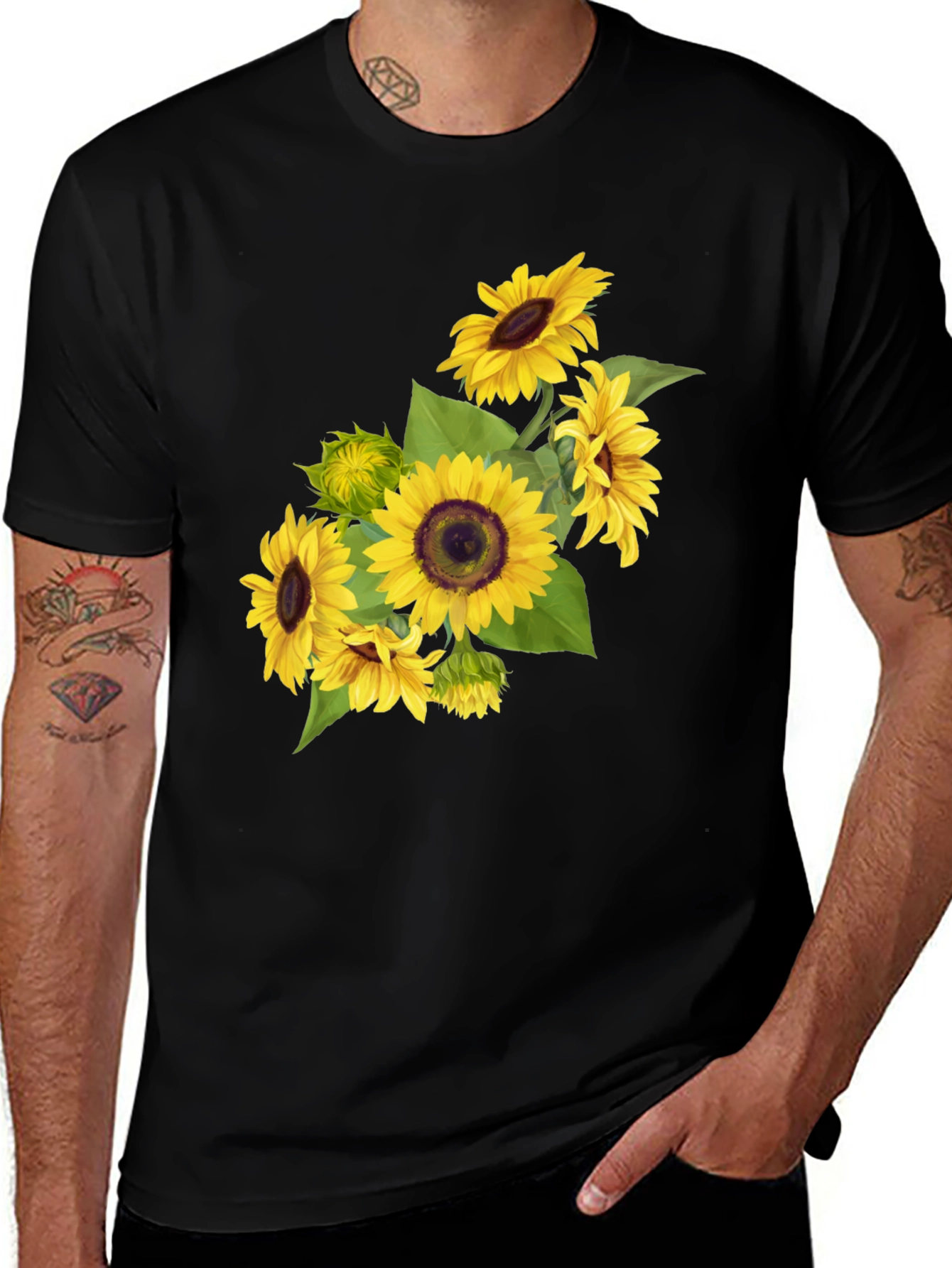 Black Sunflower Graphic Black T-Shirt main image