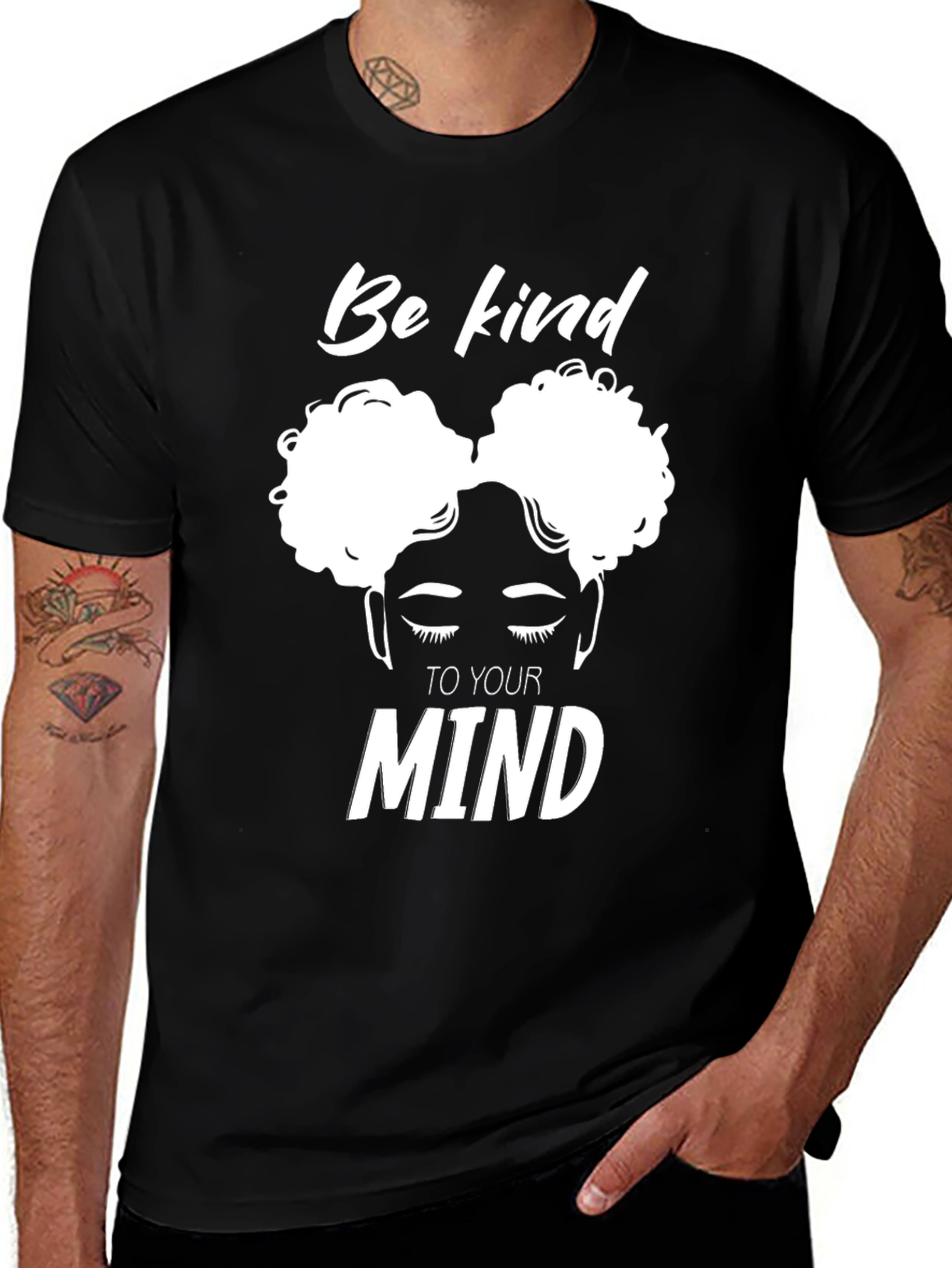 Variant 7 of Be Kind to Your Mind Black Graphic T-Shirt