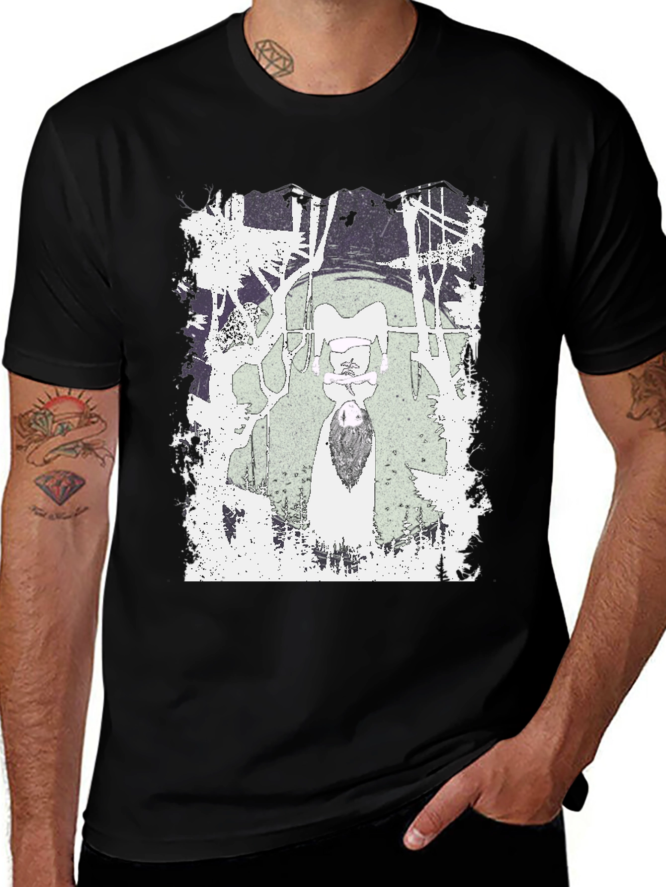 Black Graphic Tee - Unique Design on Black Cotton main image