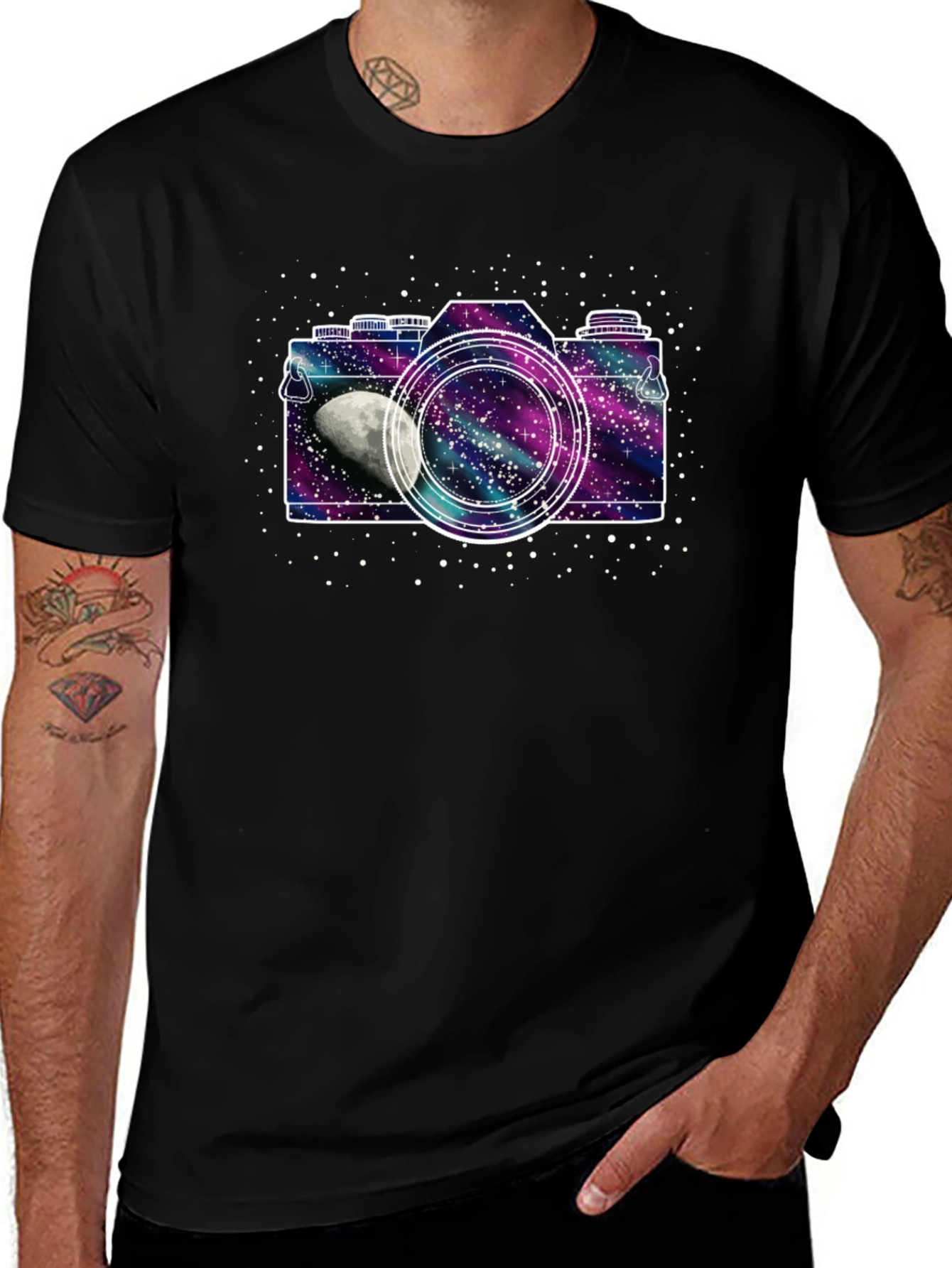 Variant 3 of Galaxy Camera Black T-Shirt - Space Photographer Tee