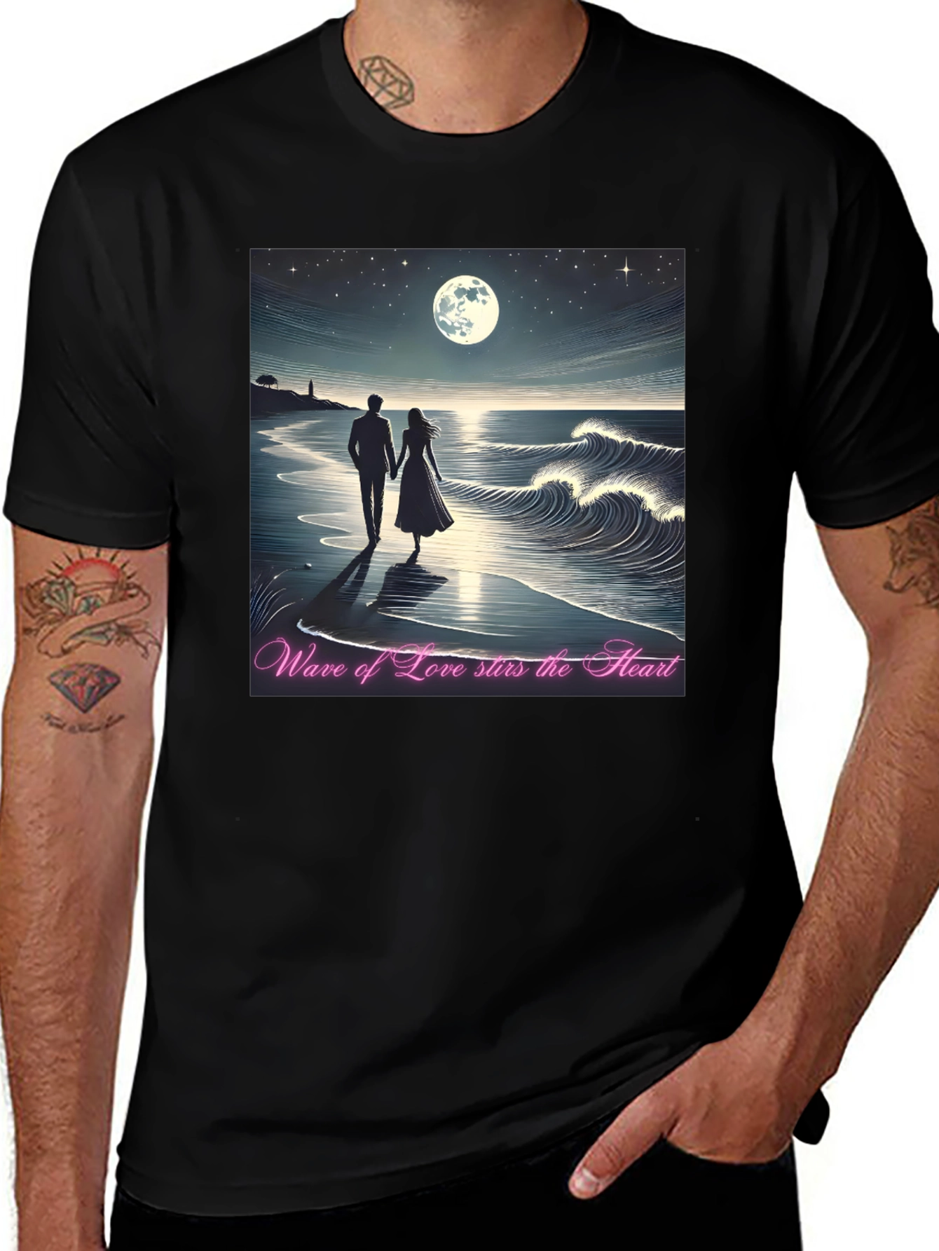 Romantic Moonlight Beach T-Shirt