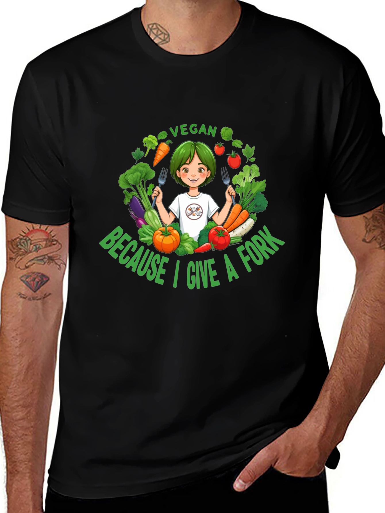 Variant 15 of Vegan Give a Fork T-Shirt - Unisex Design