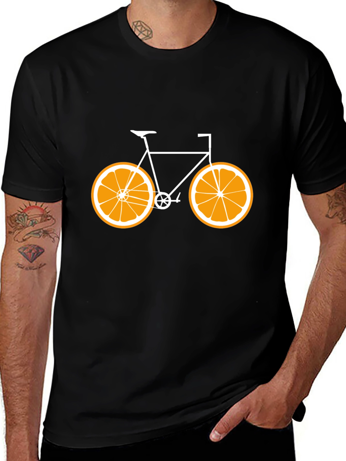Variant 3 of Orange Slice Bicycle Black T-Shirt