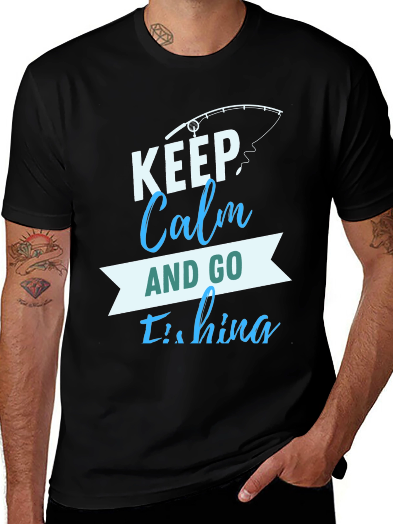 Variant 3 of Keep Calm and Go Fishing T-Shirt - Men's Black Tee
