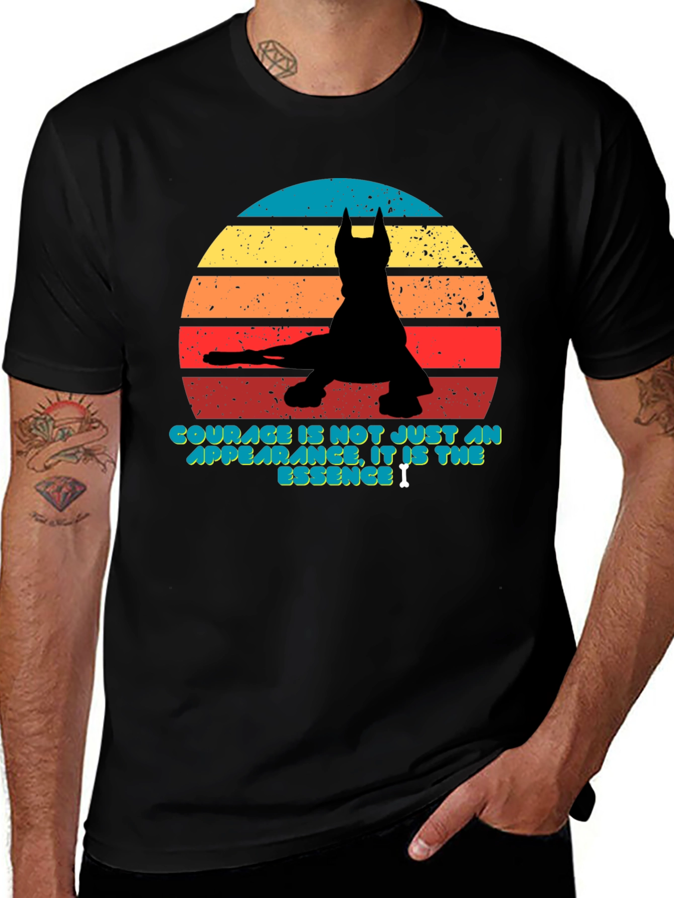 Variant 17 of Courage Retro Dog Silhouette T-Shirt