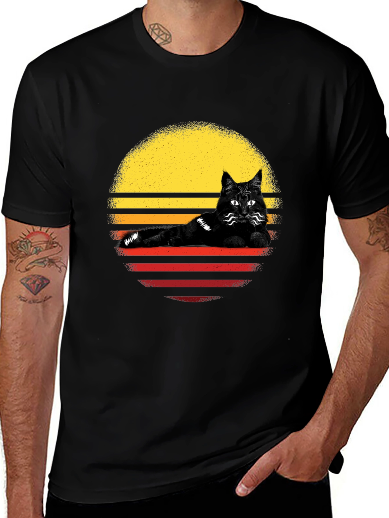 Variant 15 of Retro Cat Sunset T-Shirt