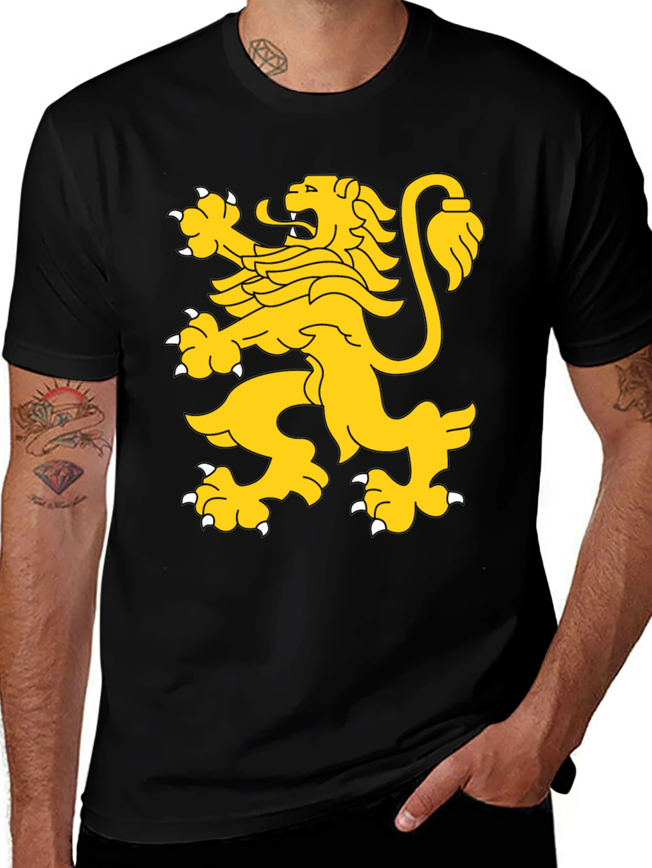 Variant 20 of Black T-Shirt with Gold Lion Print