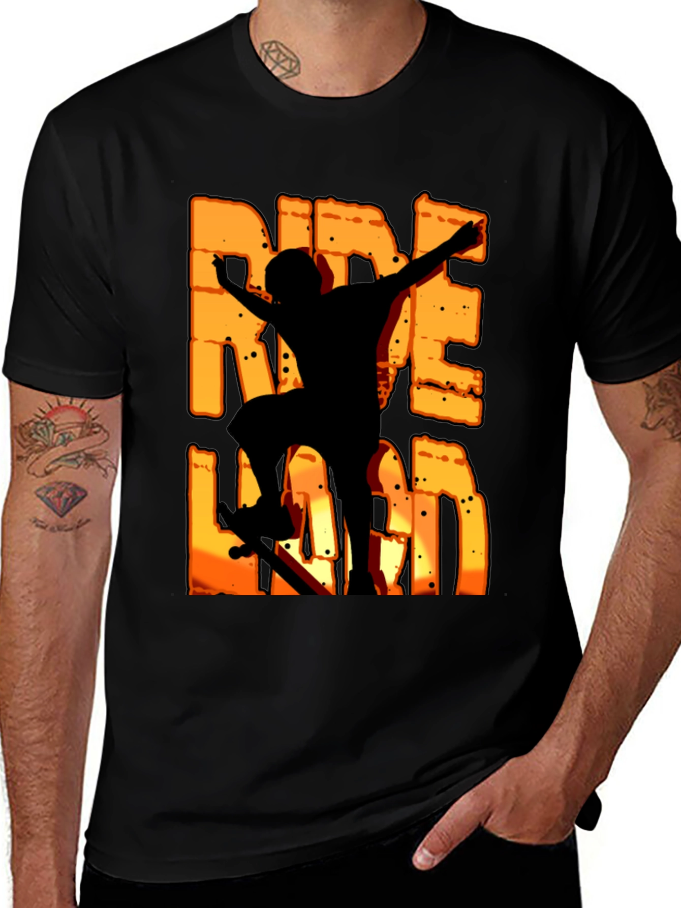 Black Ride Hard Black Graphic T-Shirt main image