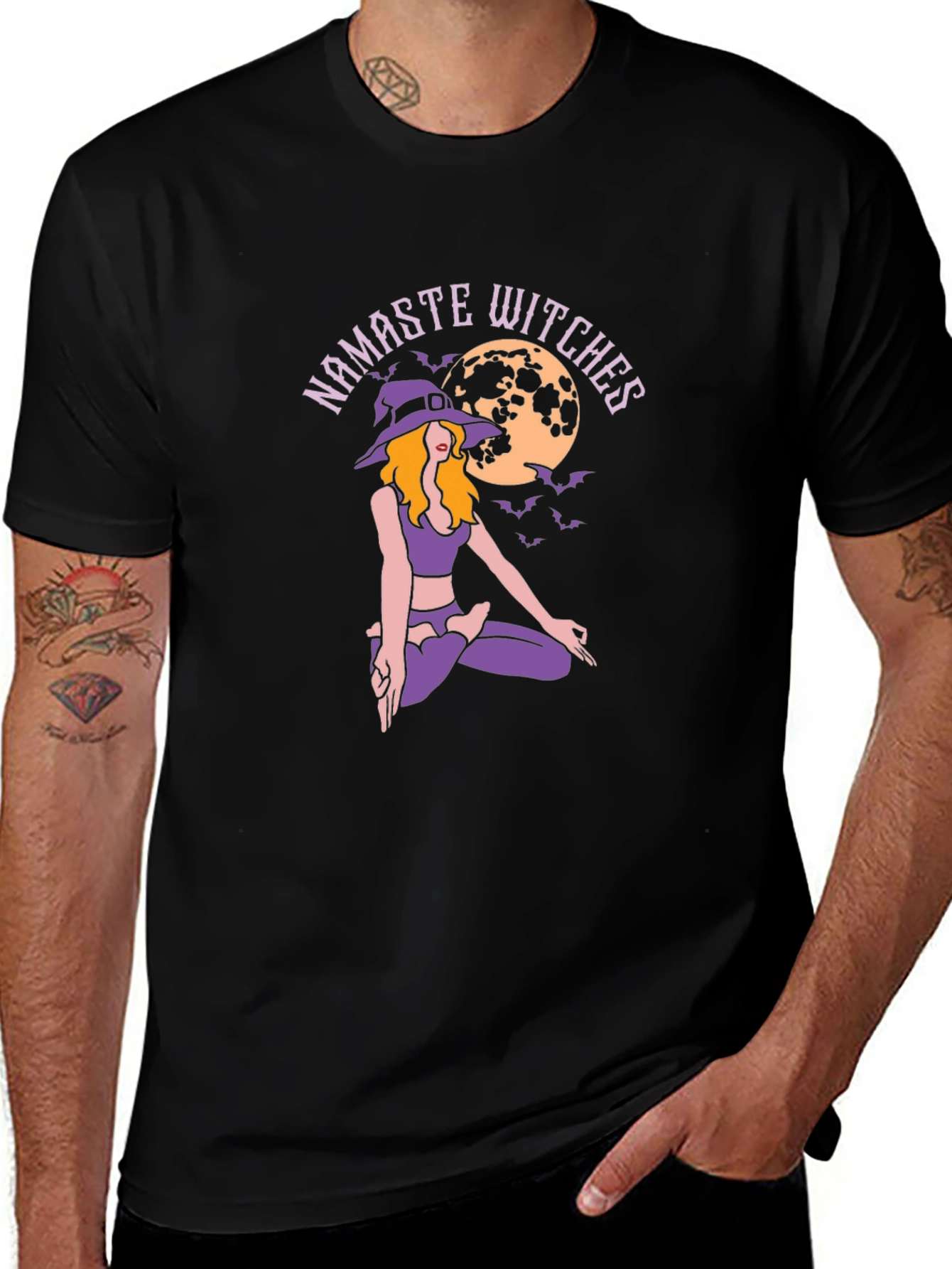 Variant 21 of Namaste Witches Graphic T-Shirt, Halloween Yoga Tee